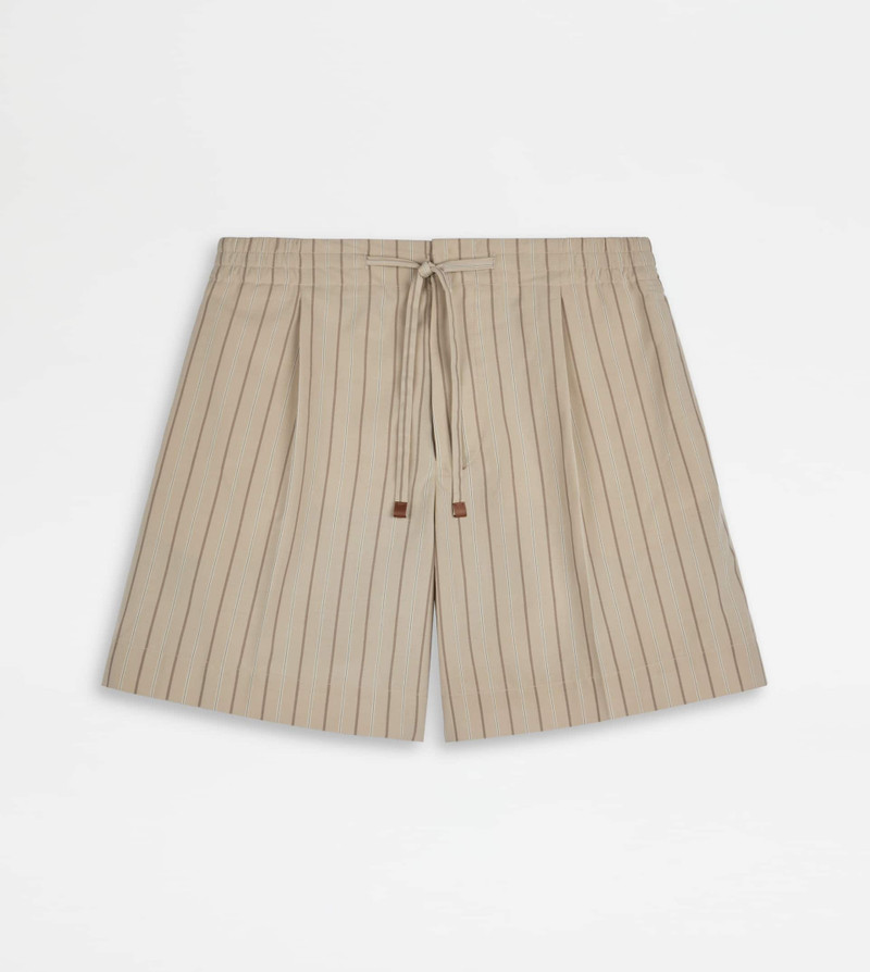 SHORT IN STRIPED SILK - BEIGE 1