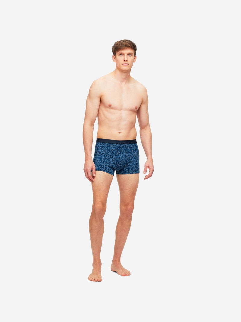 Derek Rose Men's Boxer Briefs Geometric Pima Cotton Stretch Navy outlook