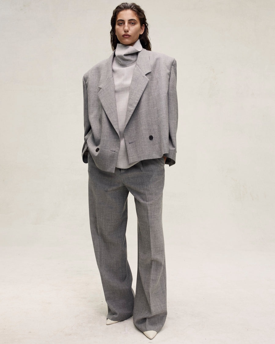 Wool Canvas Wide Leg Trousers - 4