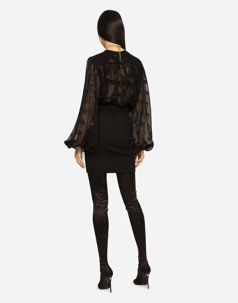 Devoré satin blouse with all-over DG logo 5