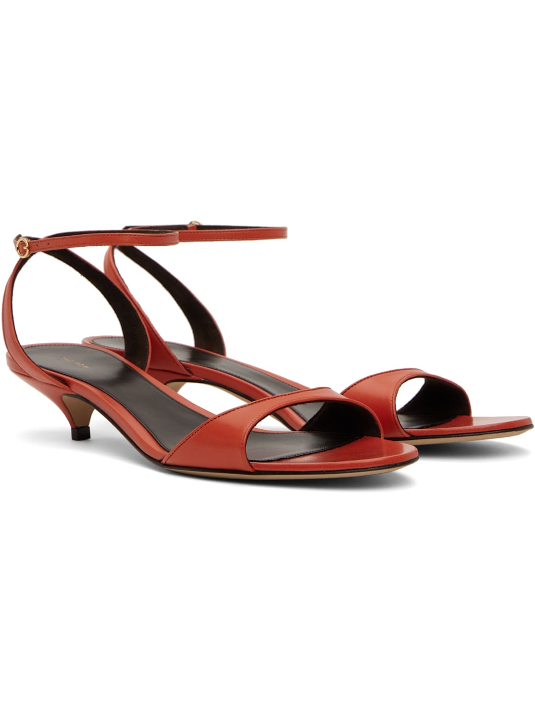 Orange Vika Ankle Strap Kitten Heeled Sandals - 4