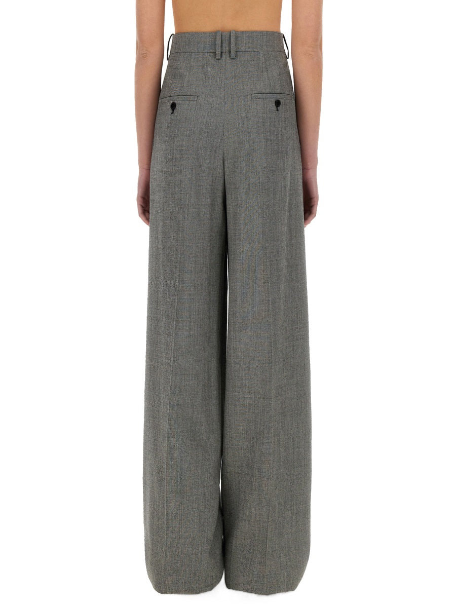 Saint Laurent Women Wide-Leg Pants In Wool Chiné - 3