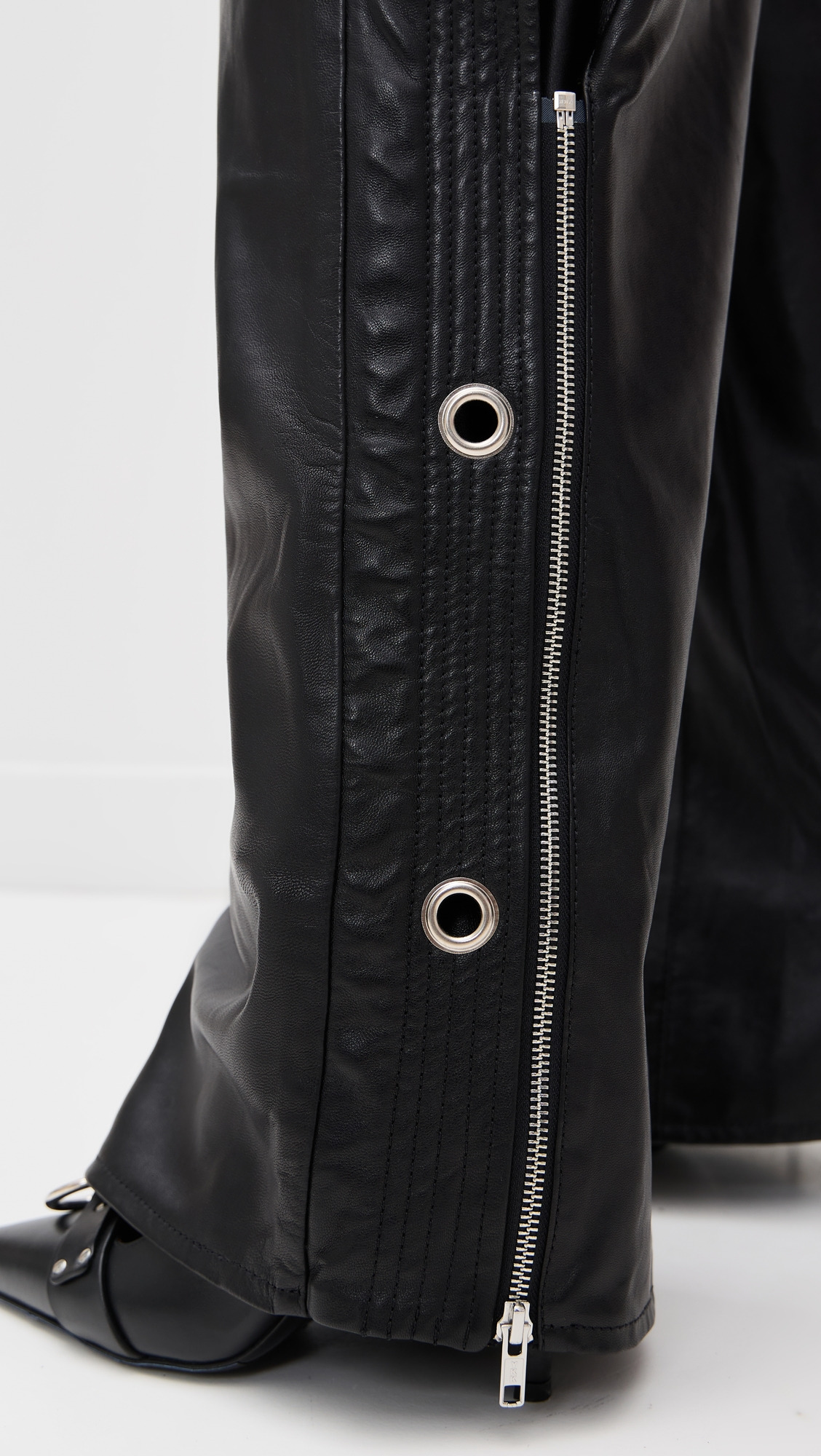 Wide Leg Leather Pants - 6