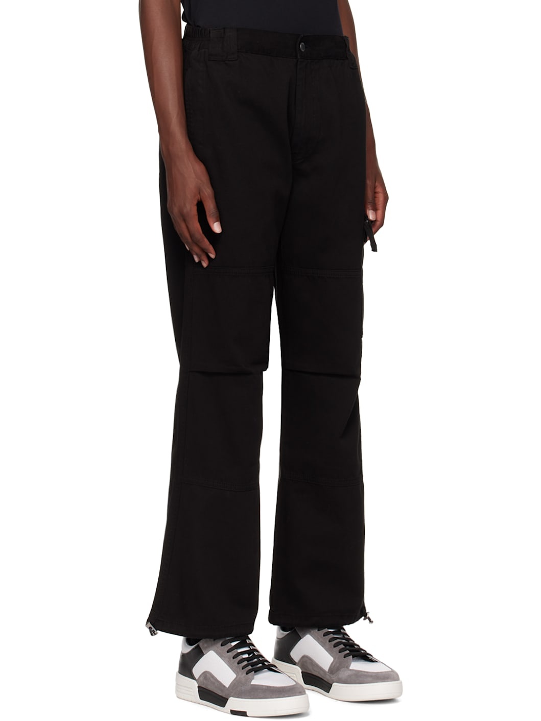 Black Cotton Cargo Pants - 2