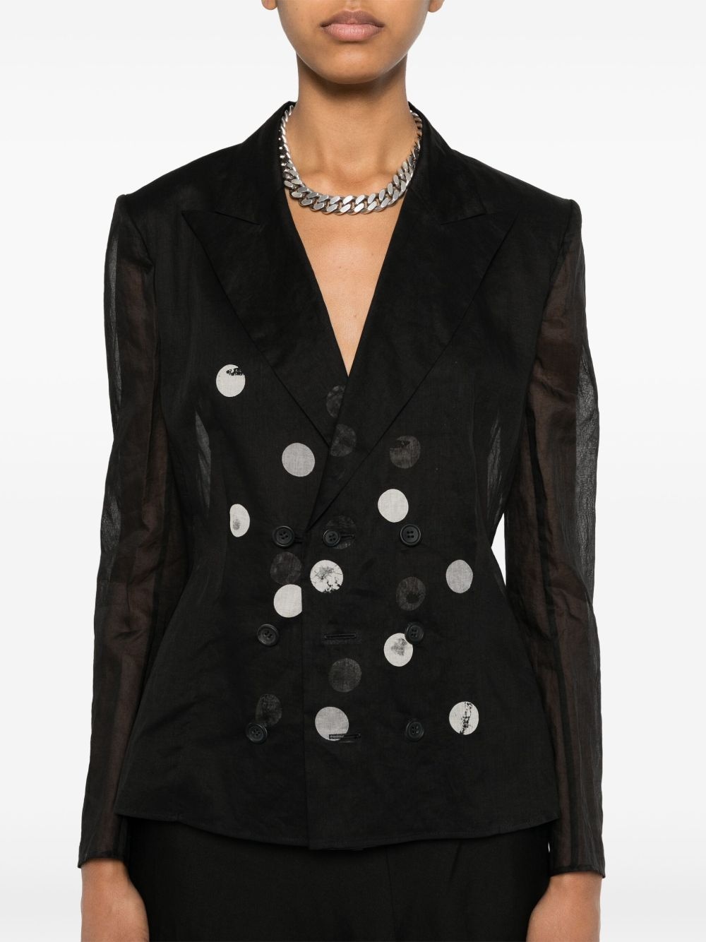 double-breasted semi-sheer blazer - 5