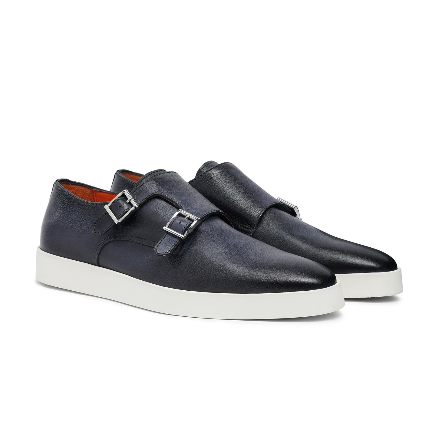 Men’s blue leather double-buckle shoe - 4