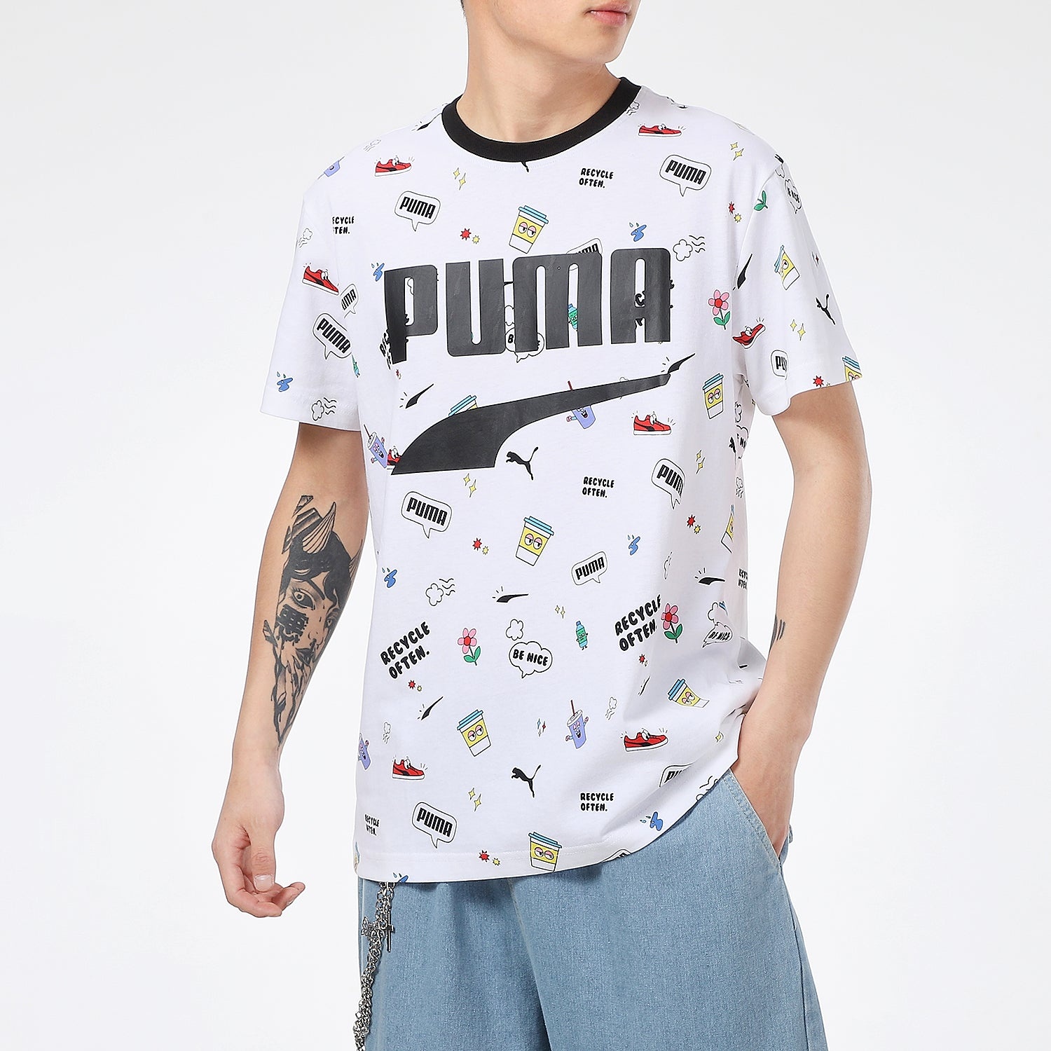 PUMA Awareness AOP T-Shirt 'White Black' 532033-02 - 5