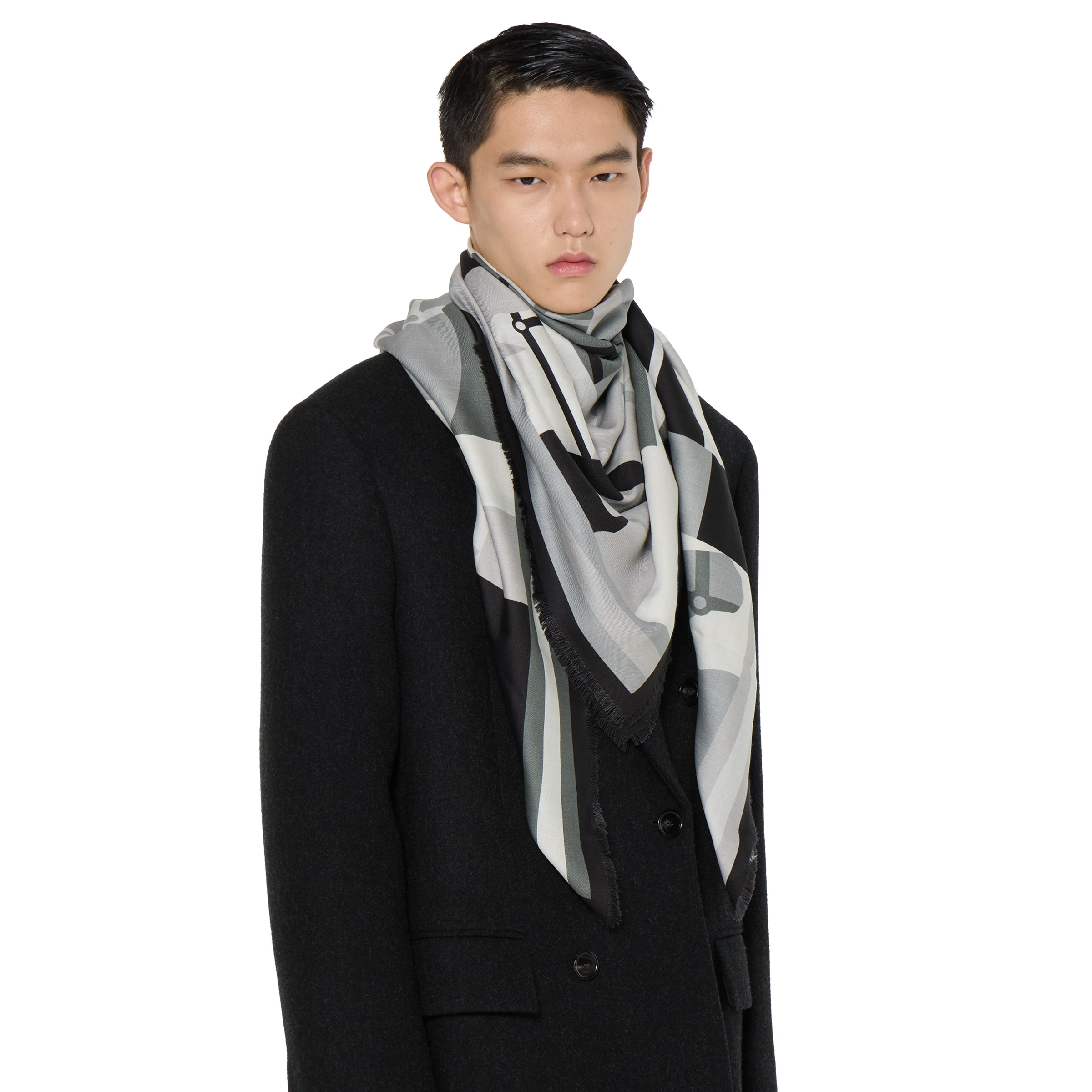 Wool shawl with equestrian motif - 6