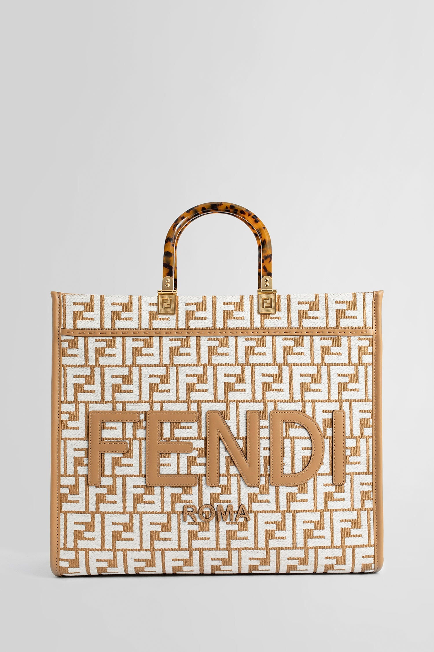 Fendi Red Technical Fabric Plexiglass FF Motif Sunshine Medium Shopper Tote  Bag