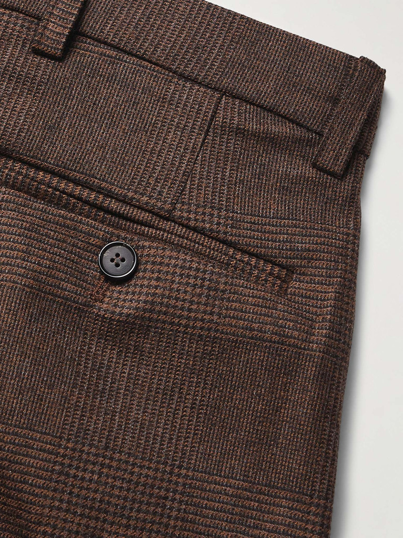 Straight-Leg Pleated Prince of Wales Checked Wool-Blend Suit Trousers 5