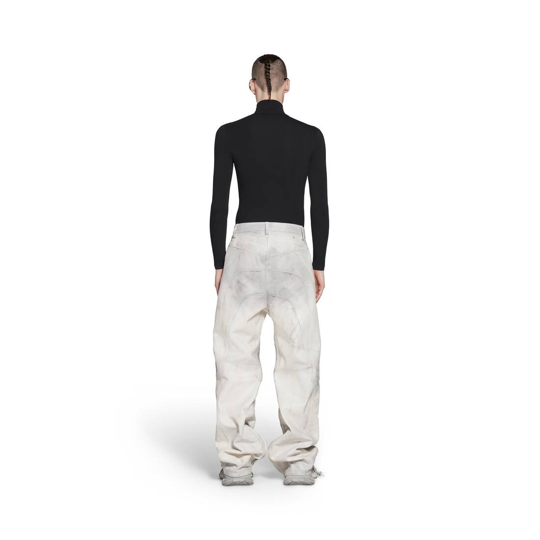 Men's Biker Baggy Pants in White - 4
