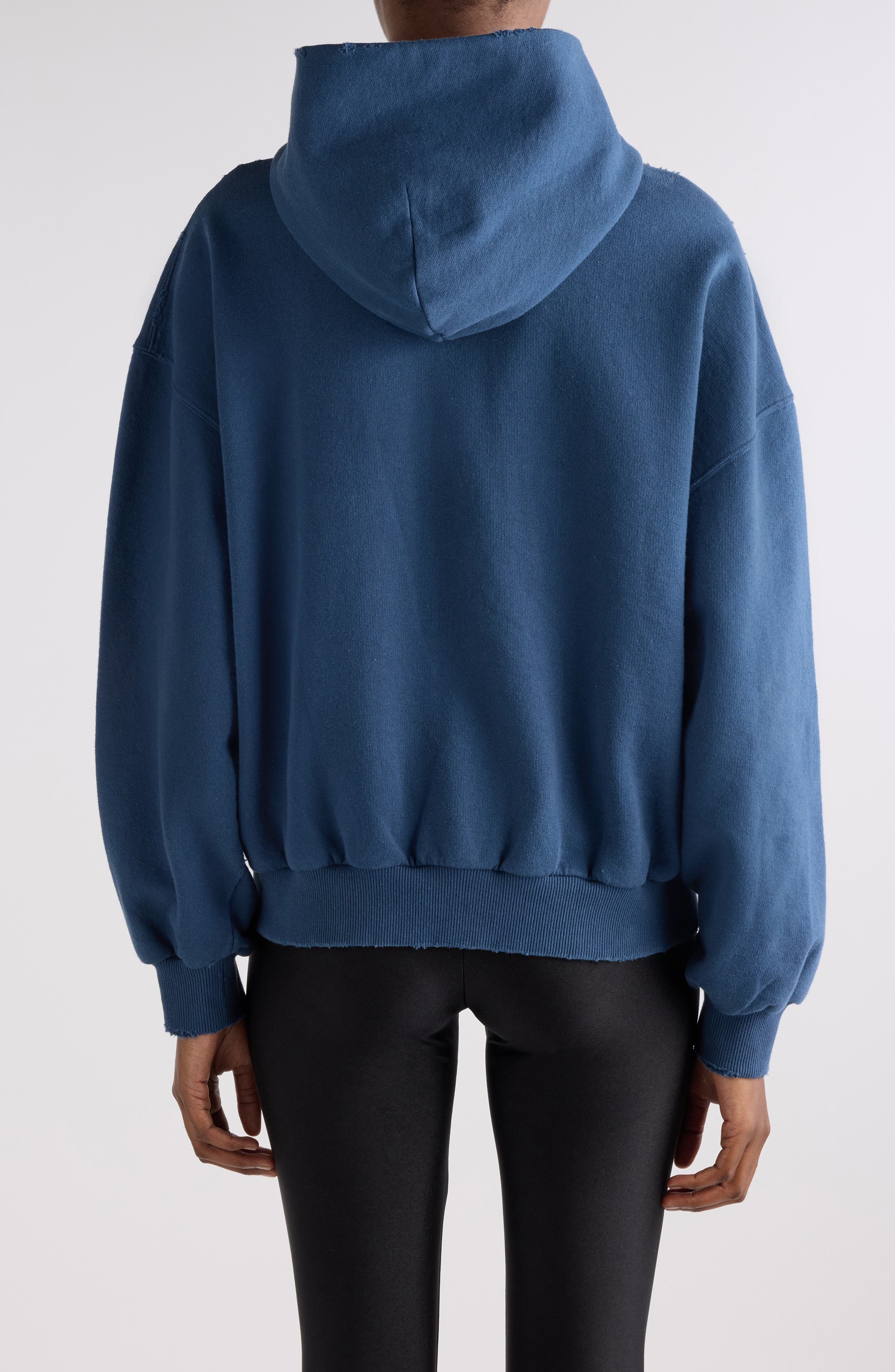 Balenciaga Shifted VIP Distressed Cotton Zip-Up Hoodie in 5002 Dark Blue at Nordstrom - 2