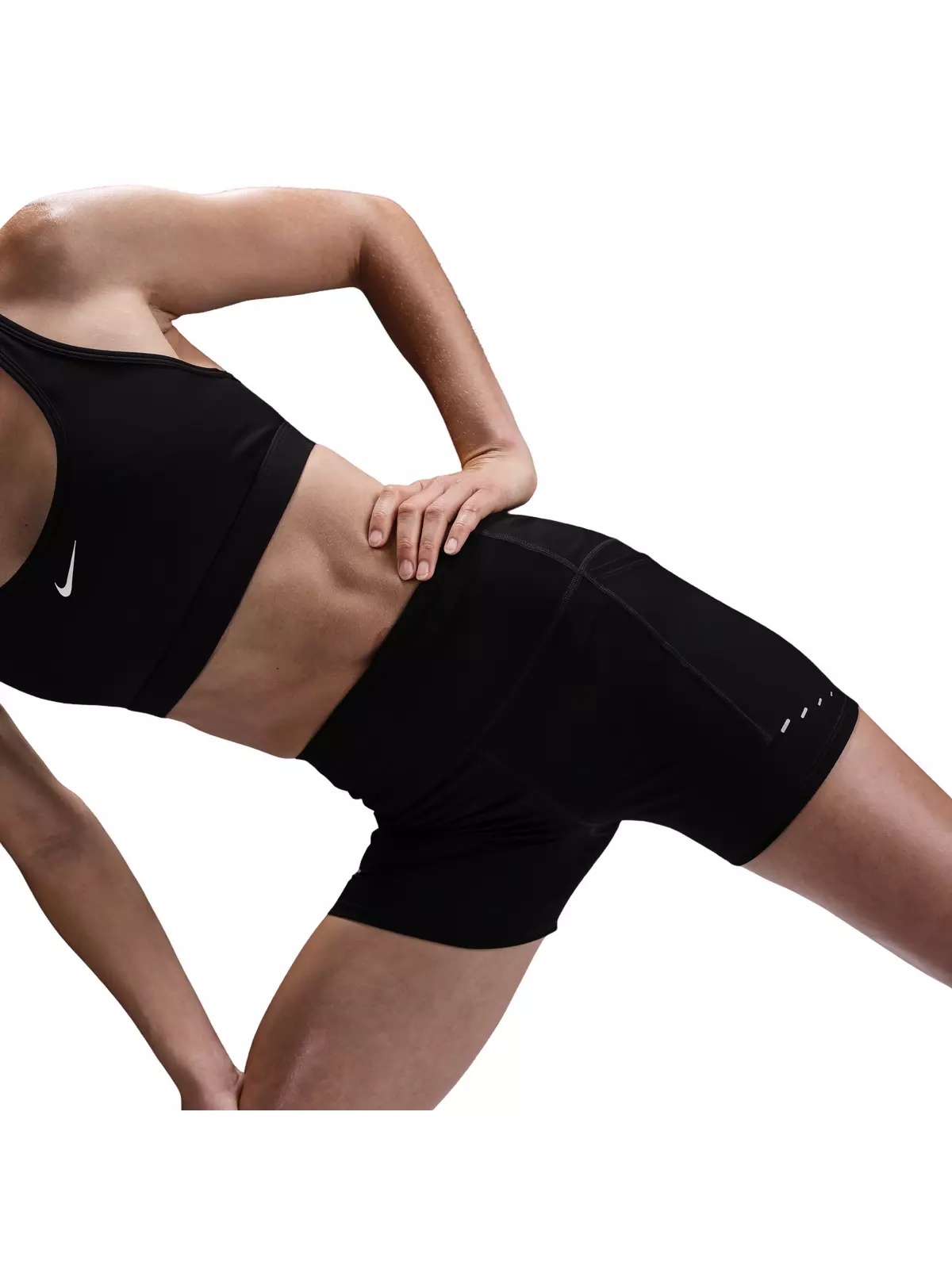 Women's Swift High-Waisted 4" Tight Running Shorts with Pockets -Black - 3