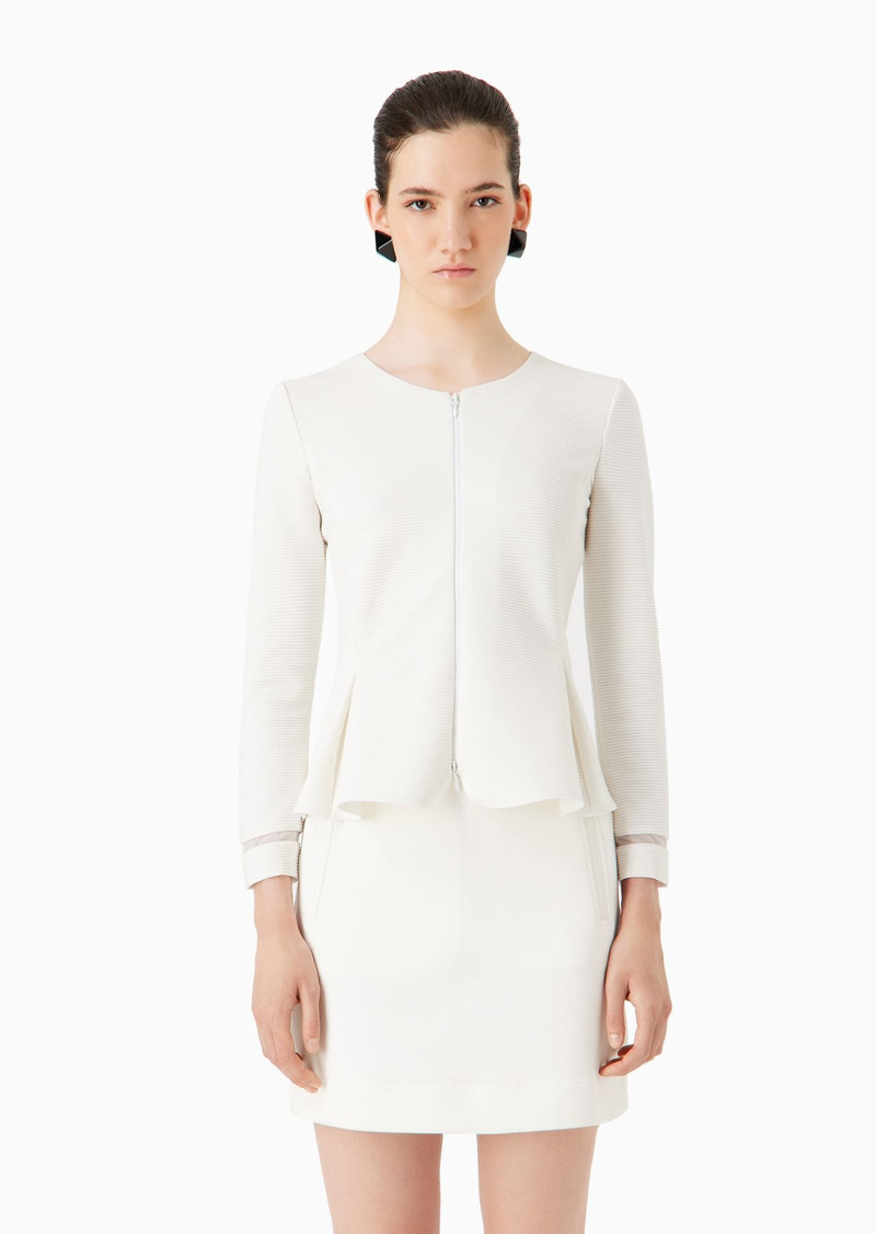 Ottoman jersey, single-breasted jacket with godet pleats 2