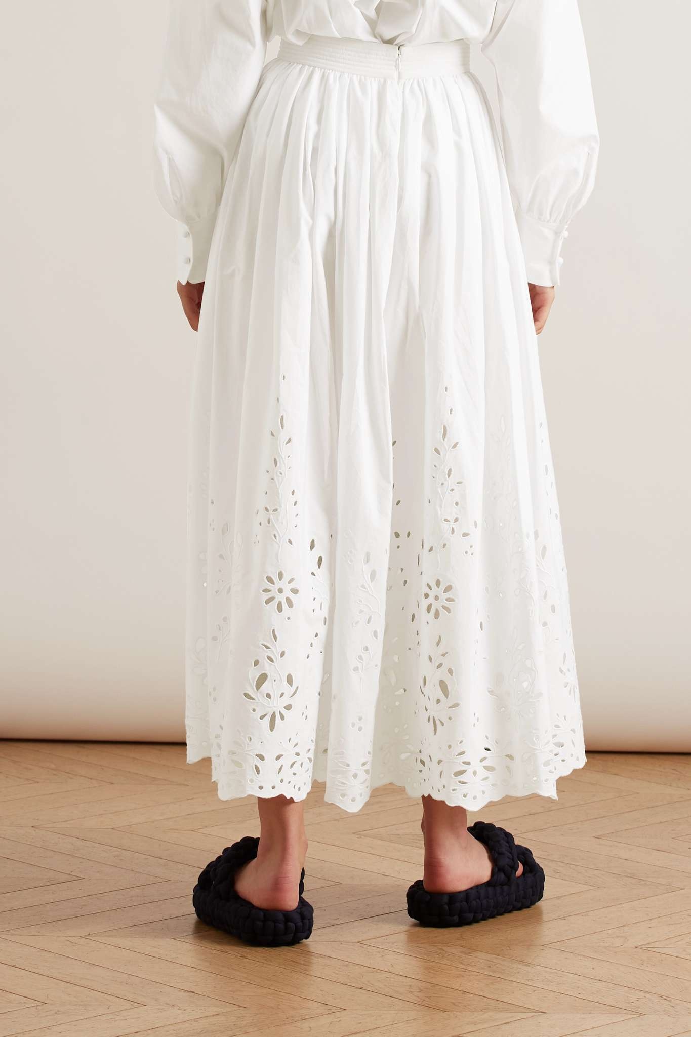 Broderie anglaise cotton-poplin skirt - 4