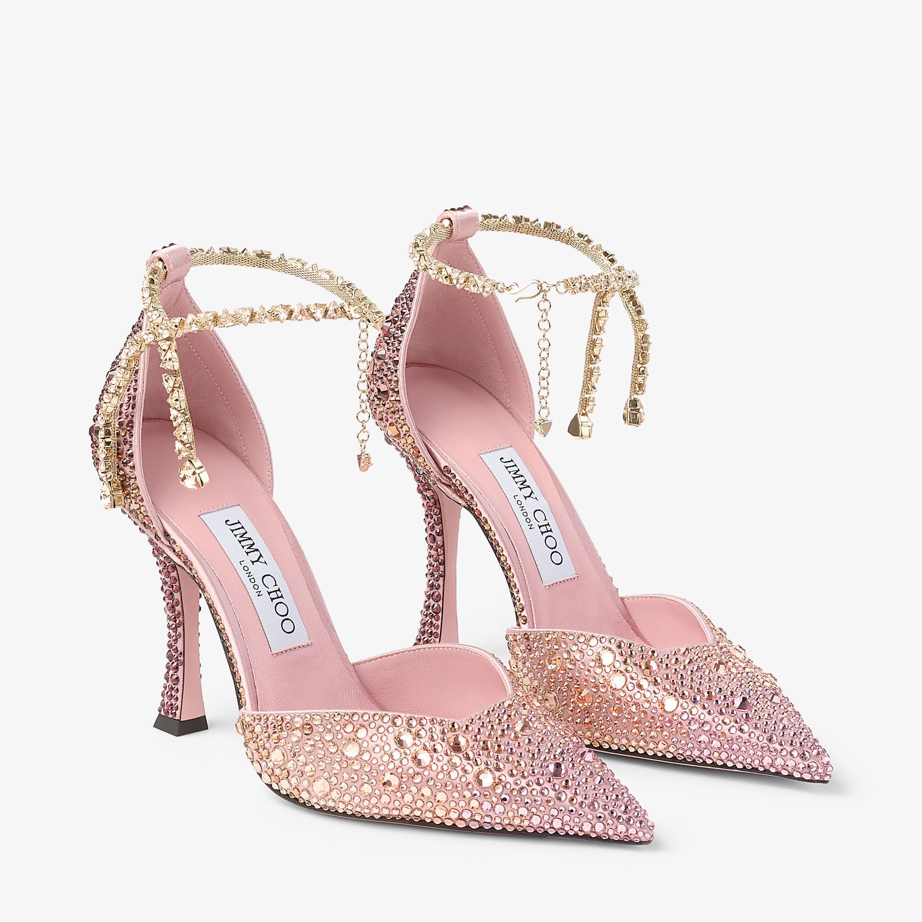 Stevie 100
Silky Blush Satin Crystal Pumps - 3