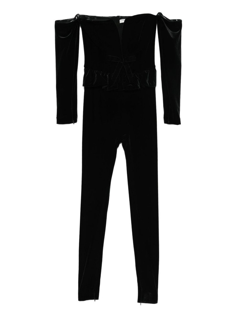 V-neck velvet jumpsuit 1