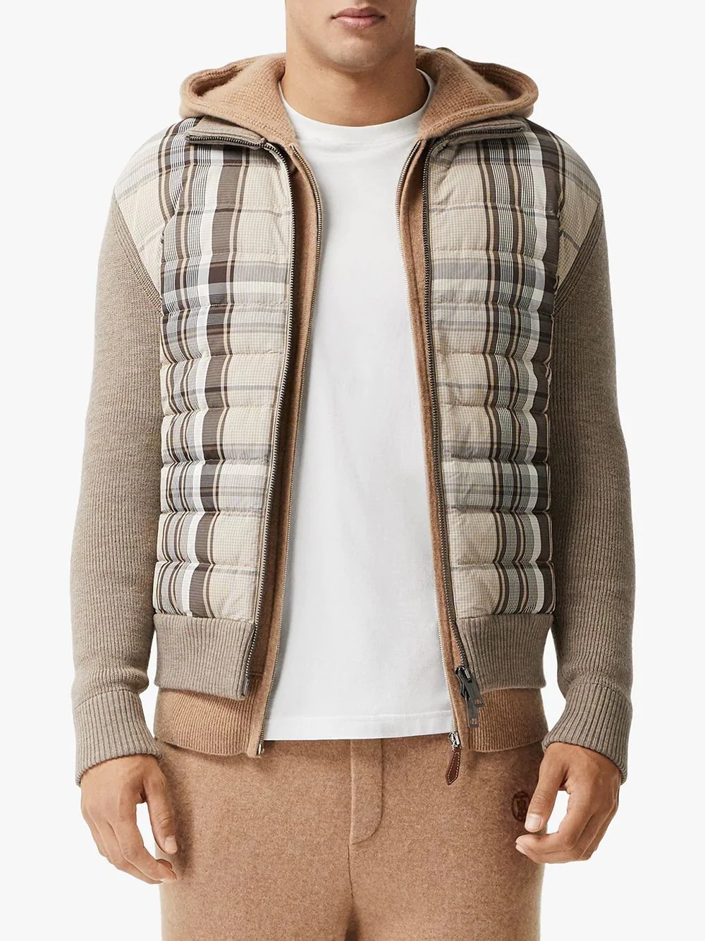 check puffer knitted jacket - 3