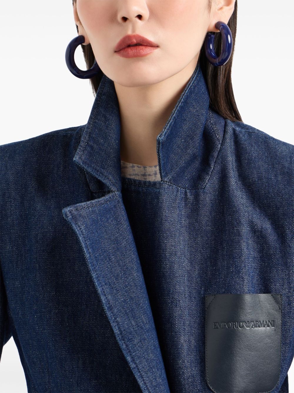 denim double-breasted blazer - 5