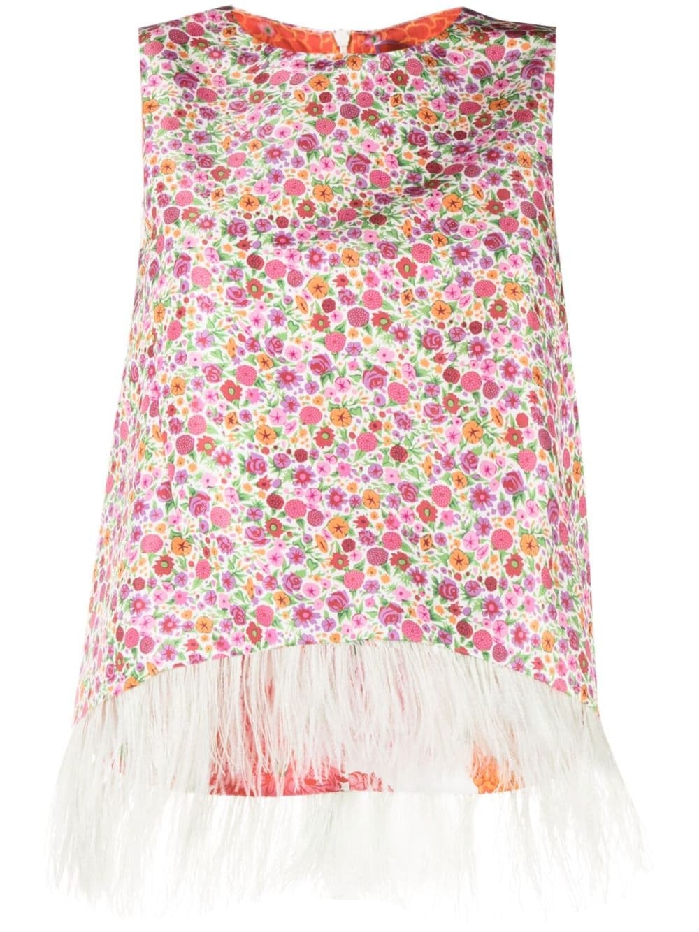 floral-print sleeveless blouse - 1