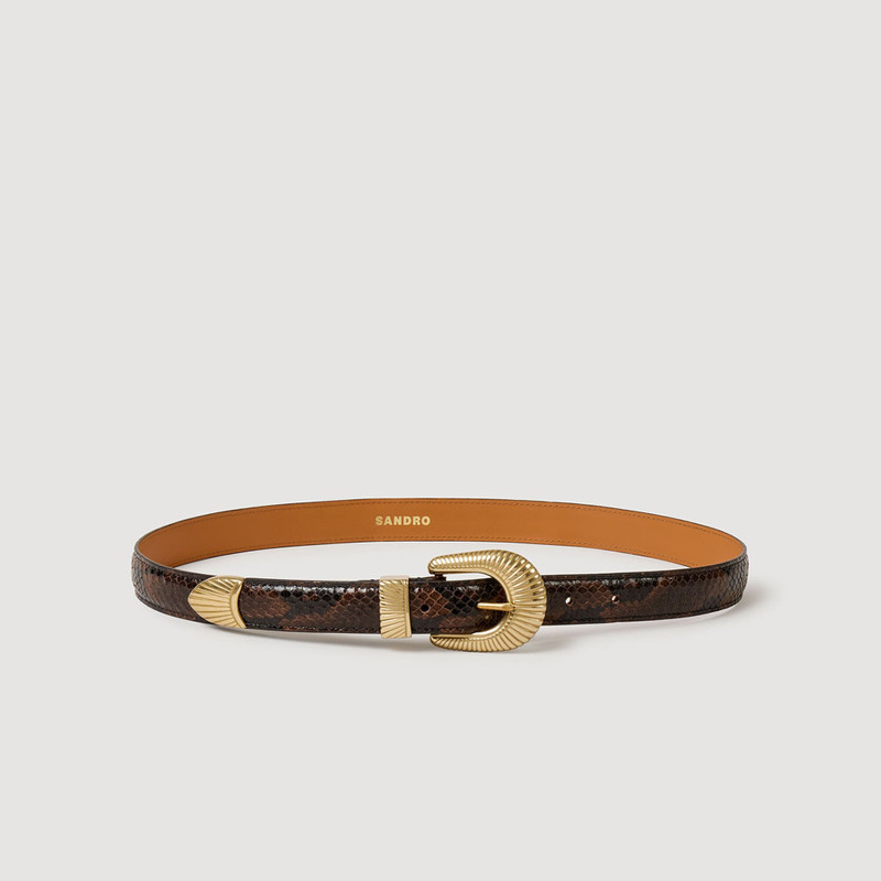 Sandro PYTHON-EFFECT LEATHER BELT outlook