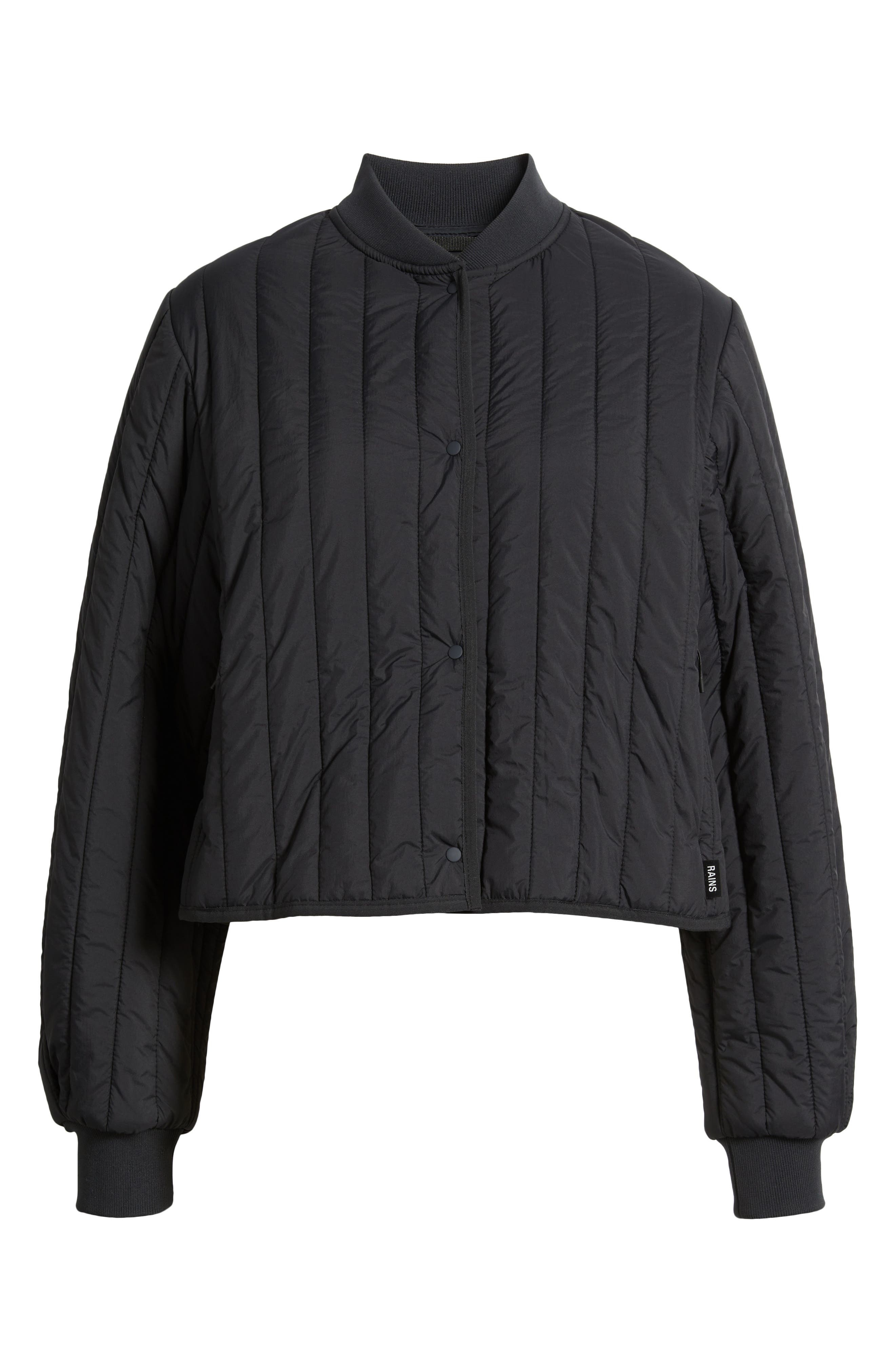 Rains Banja Water Resistant Channel Quilted Bomber Jacket in Navy at Nordstrom - 6