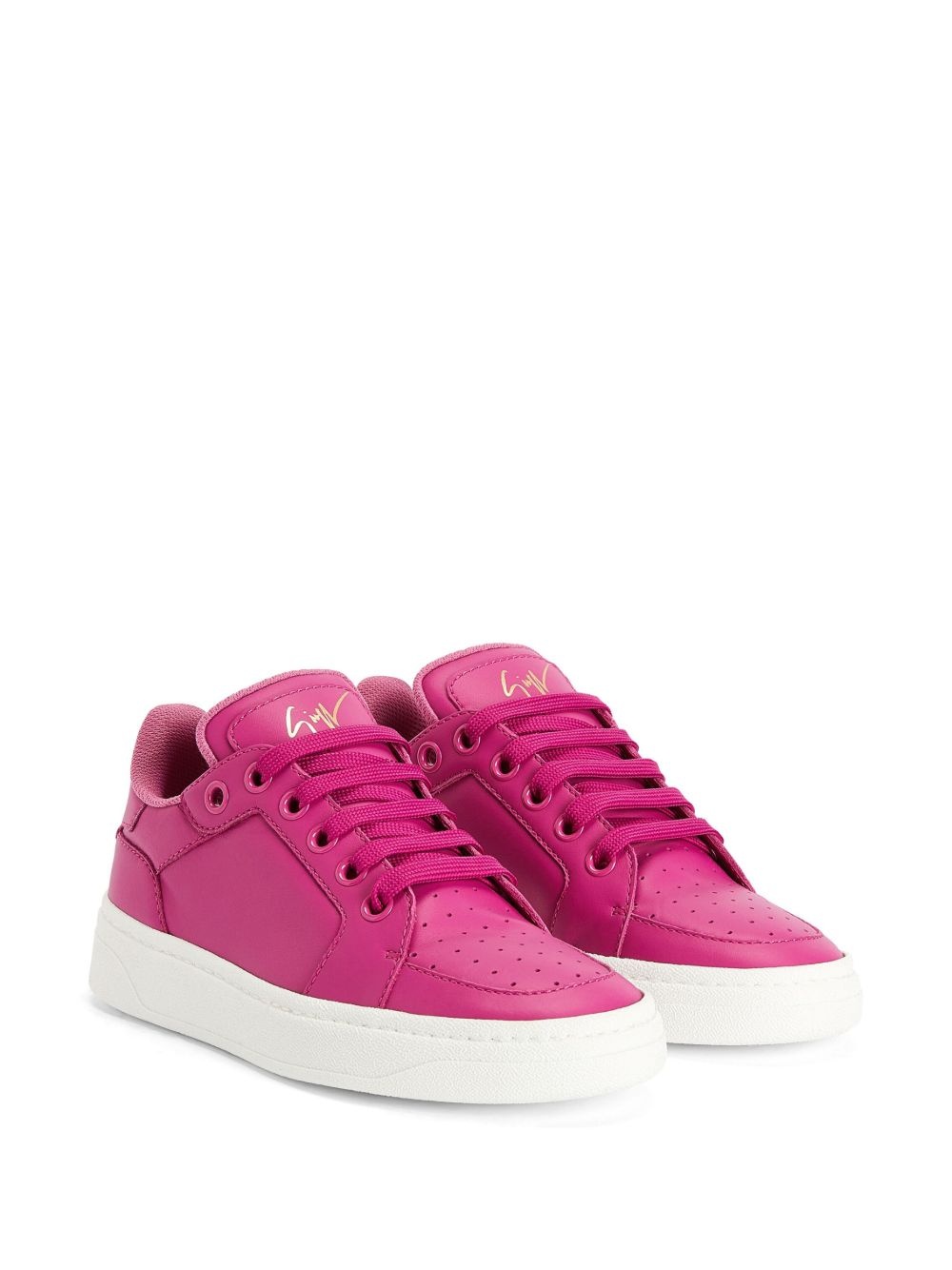calf-leather lace-up sneakers - 2