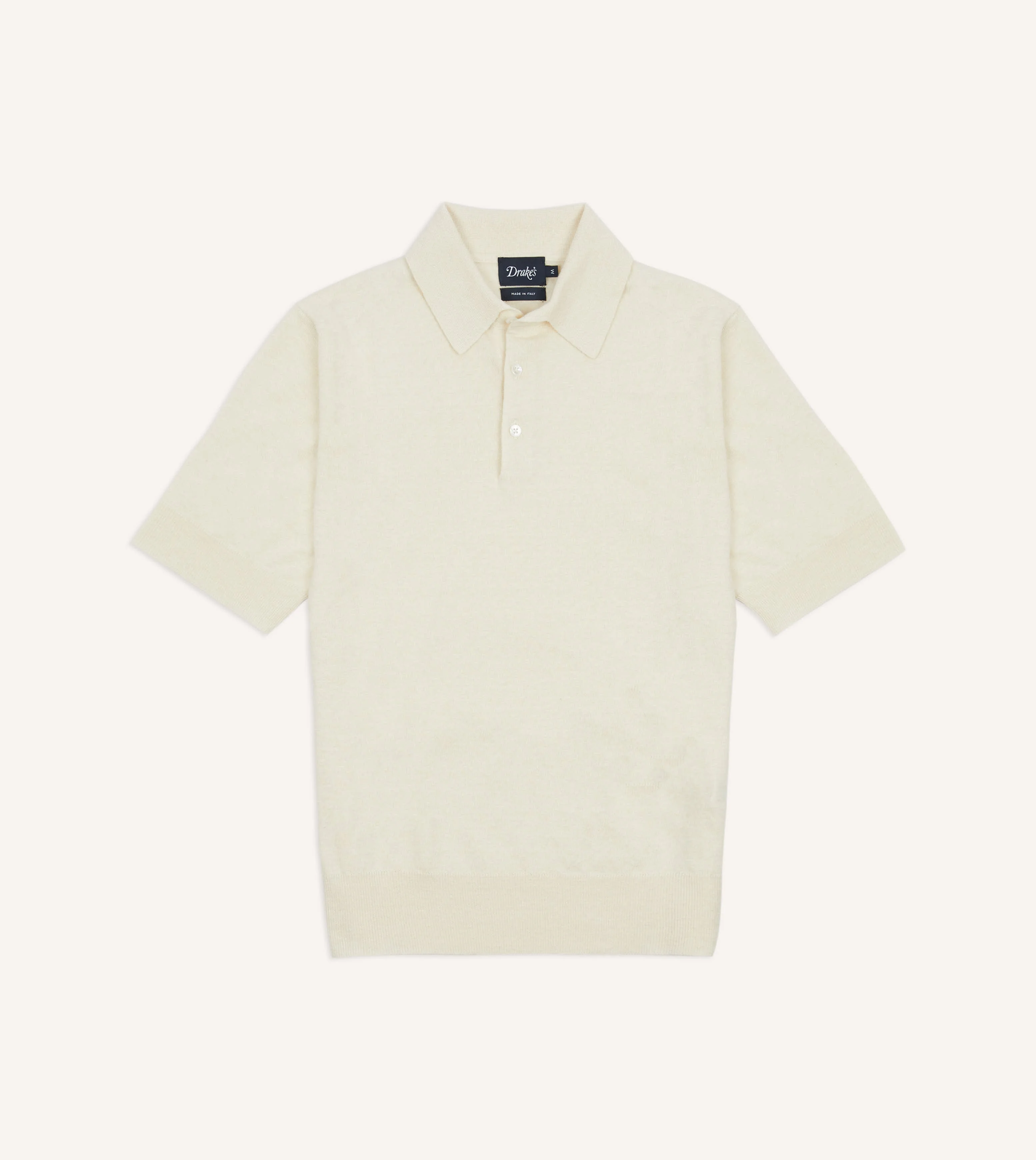 Ecru Knitted Linen-Cotton Short-Sleeve Polo Shirt - 1