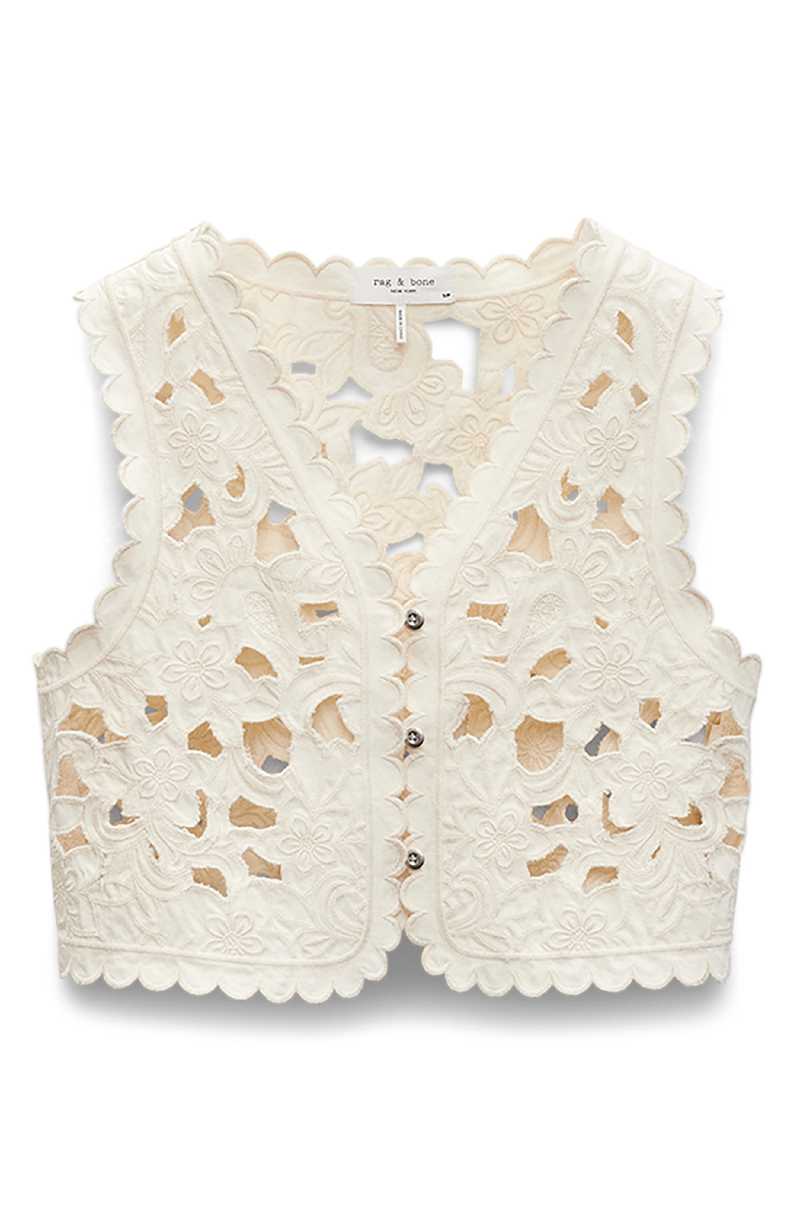 rag & bone Coralie Floral Cutout Vest in Ecru at Nordstrom - 4