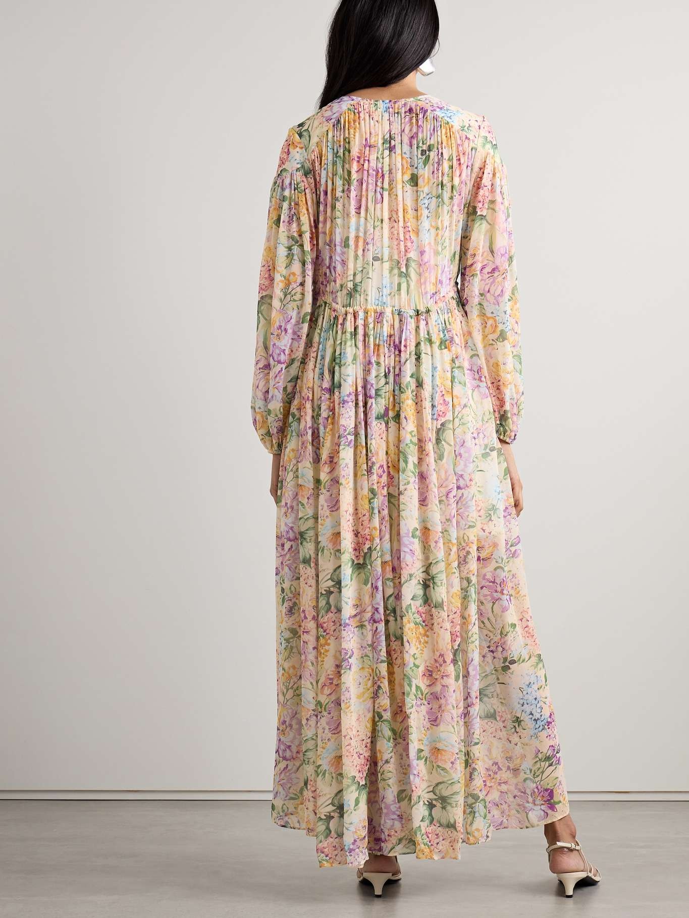 Halliday gathered floral-print silk-crepe maxi dress - 3