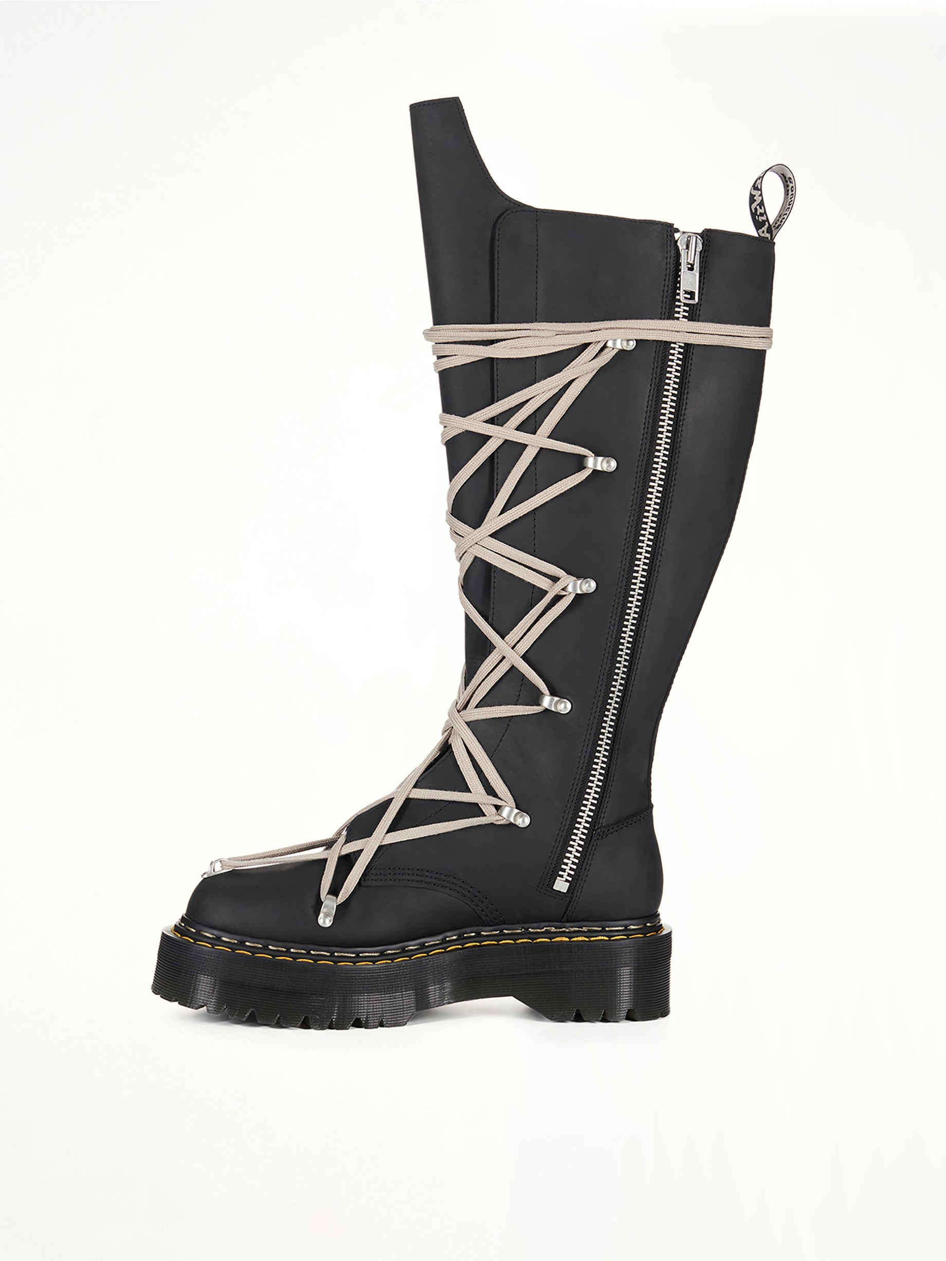 Rick Owens x Dr. Marten 1B60 Quad Sole Pentalace Boots in Black - 4