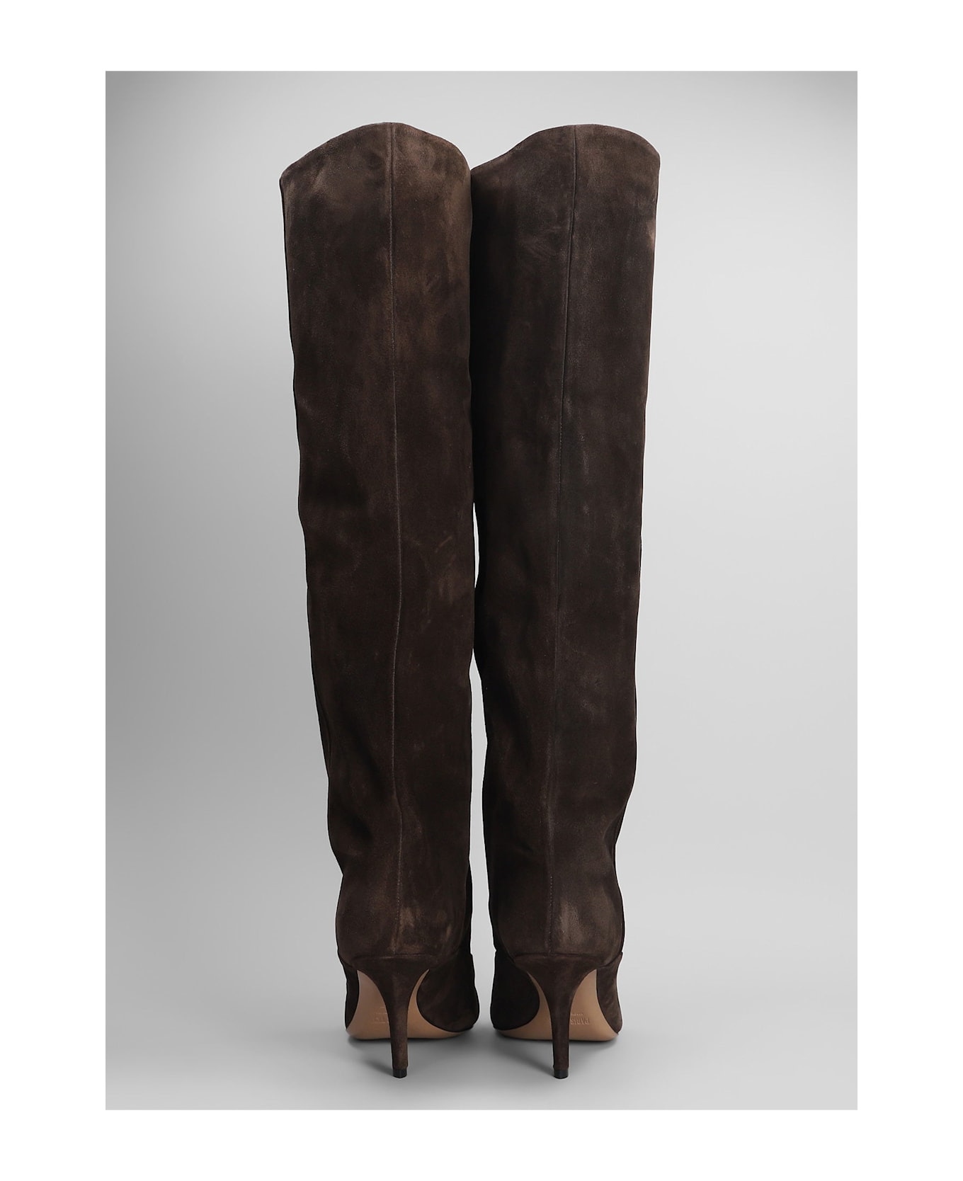 Ines Reverse 75 High Heels Boots In Brown Suede - 4