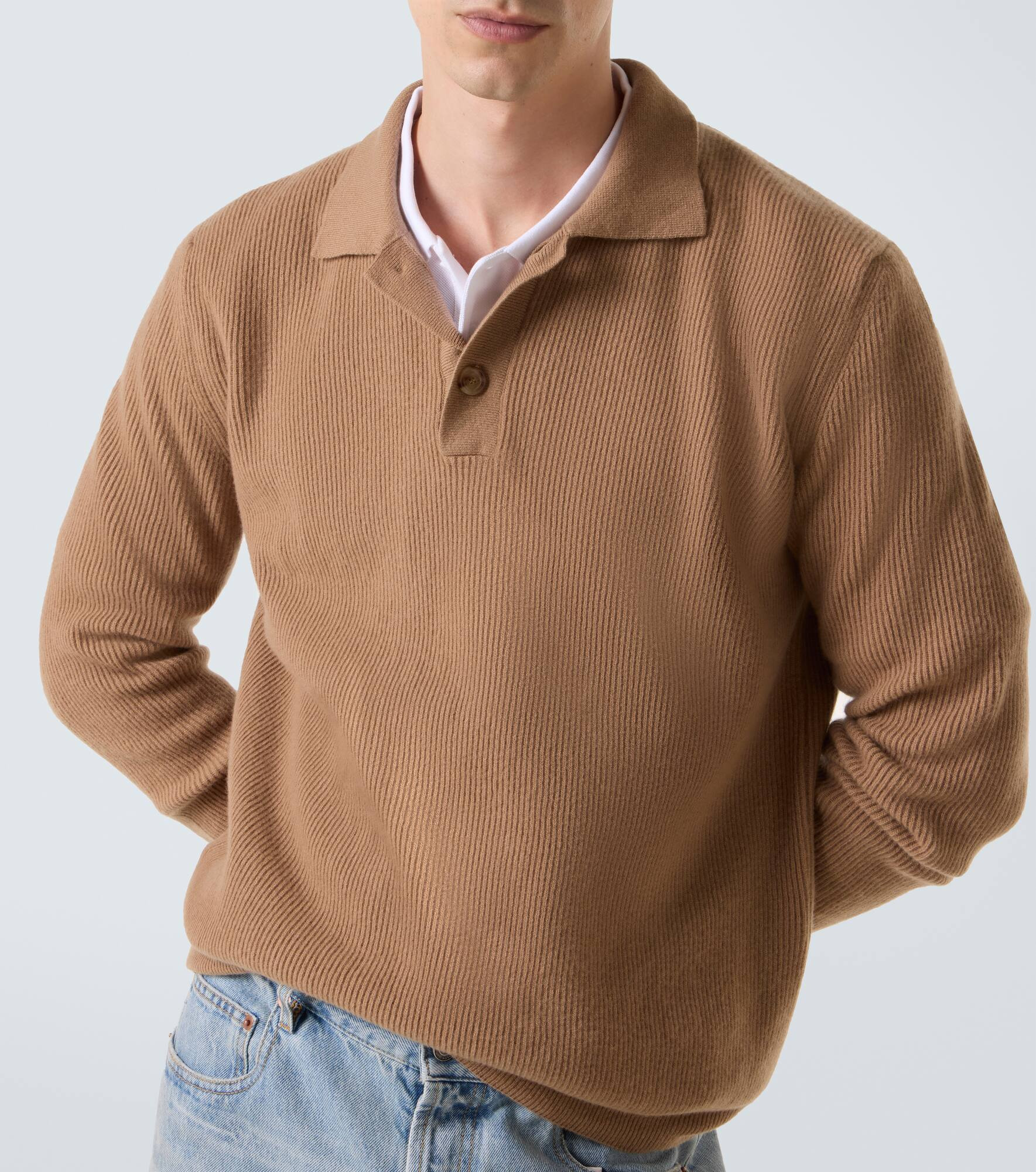 Wool and cashmere polo sweater - 5