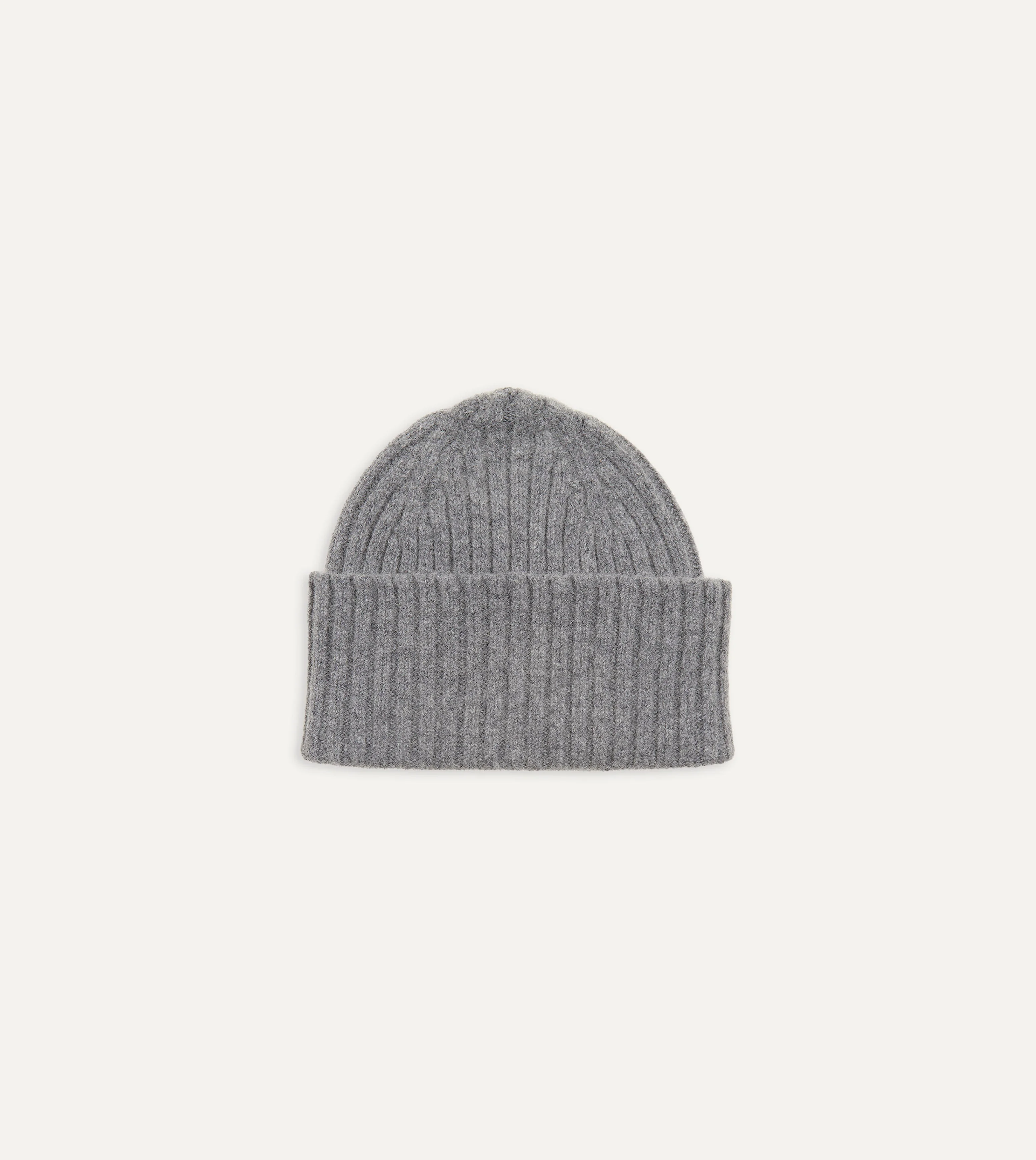 Grey Lambswool Ribbed Knit Cap - 1
