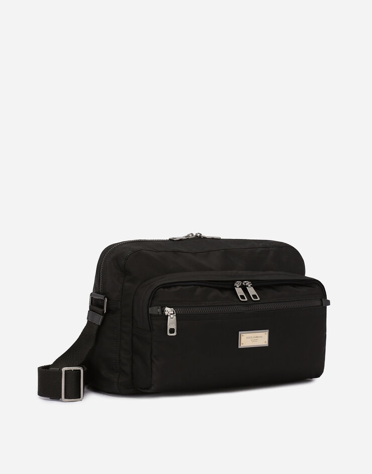 Nylon and calfskin nappa Nero Sicilia DNA bag - 5