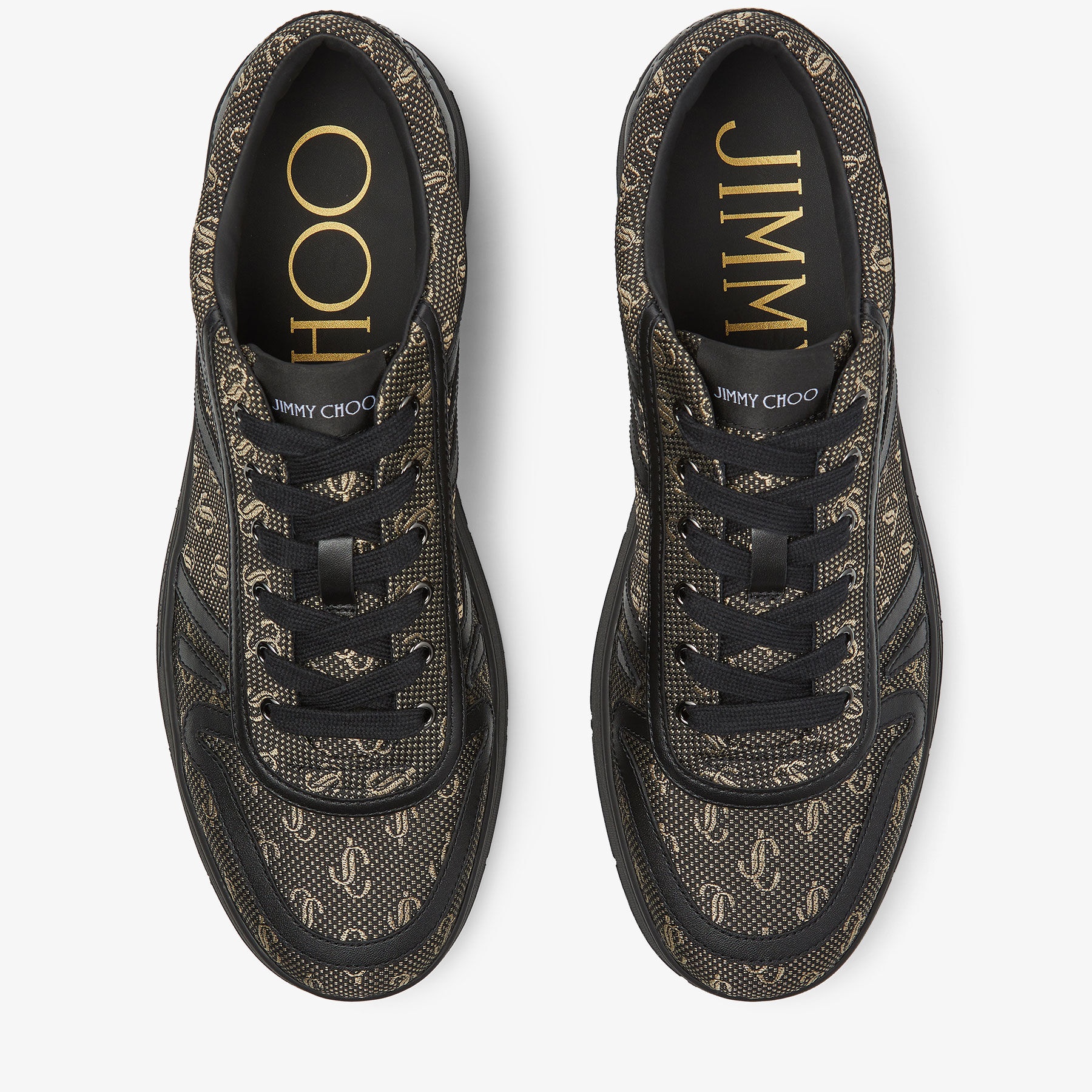 Hawaii/M
Black and Gold JC Monogram Jacquard Lurex and Leather Low-Top Trainers - 7