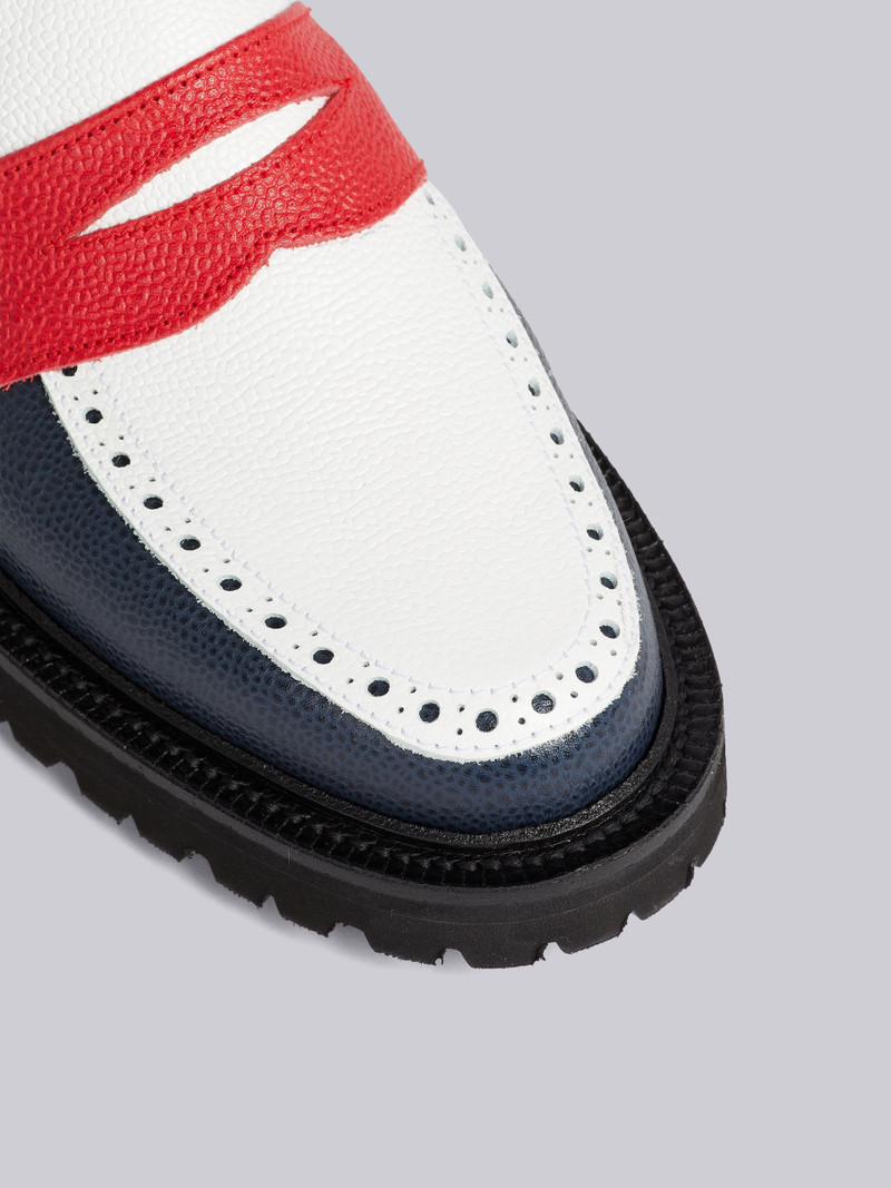 Thom Browne Multicolor Pebble Grain Leather Commando Sole Penny Loafer outlook