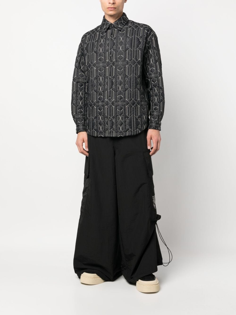 PA Monogram-embroidery wide-leg trousers - 2
