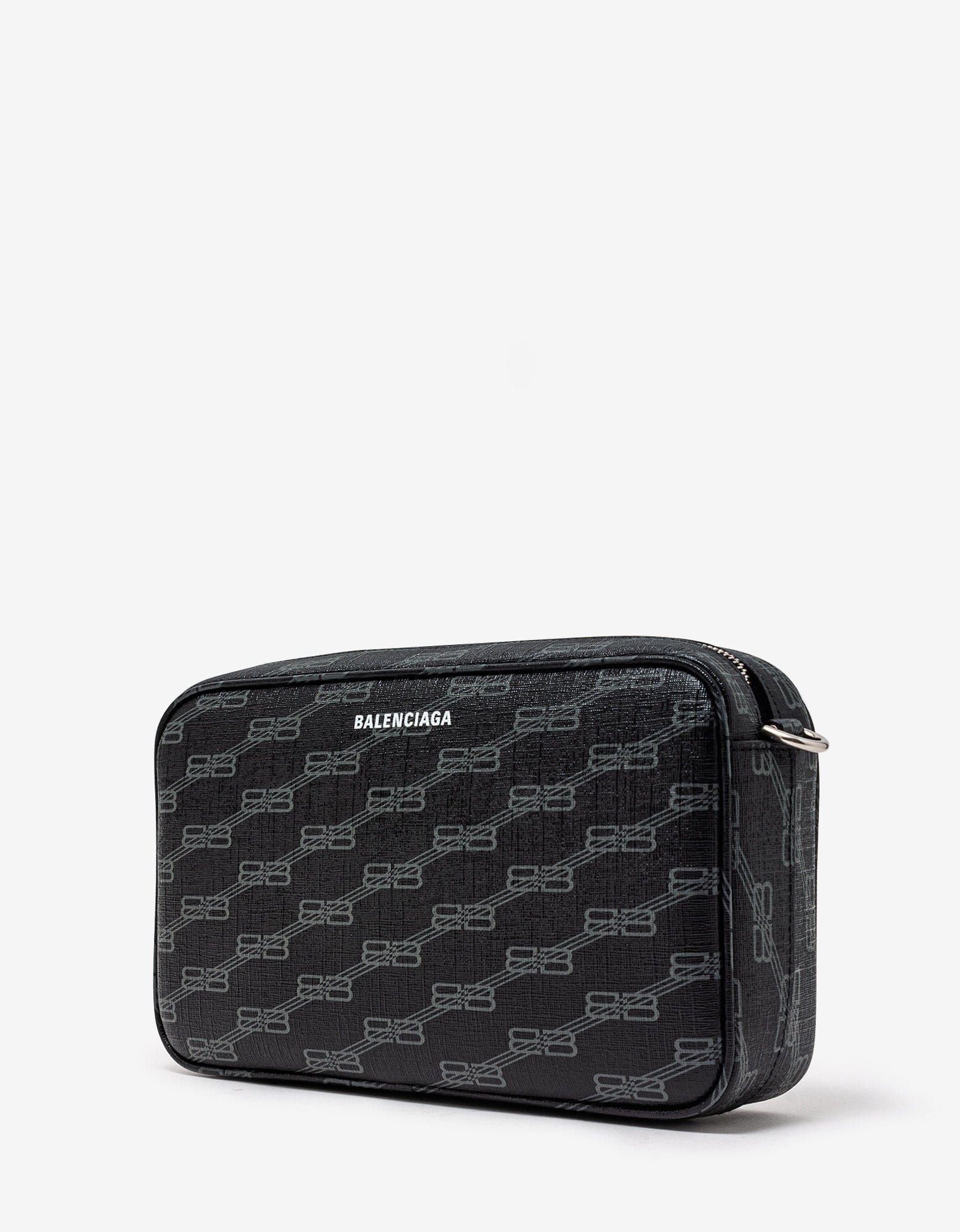 BALENCIAGA Black BB Monogram Camera Medium Bag zoofashions