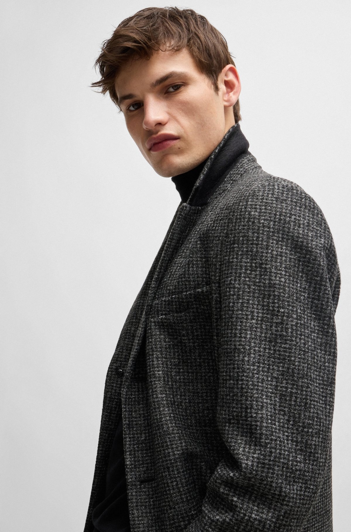SLIM-FIT COAT IN PATTERNED JERSEY - 3