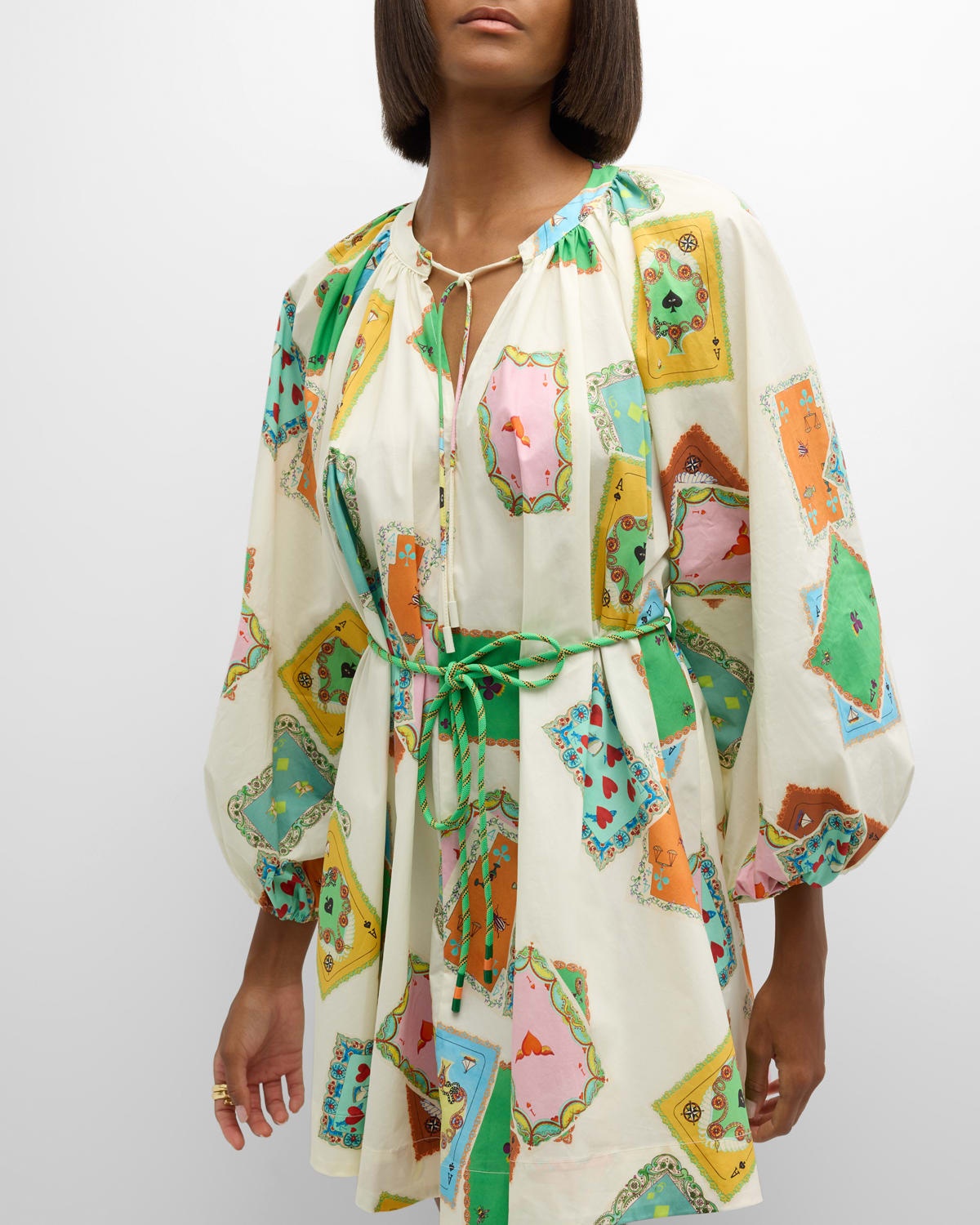 Rummy Long-Sleeve Multicolor Print Organic Cotton Mini Dress - 7