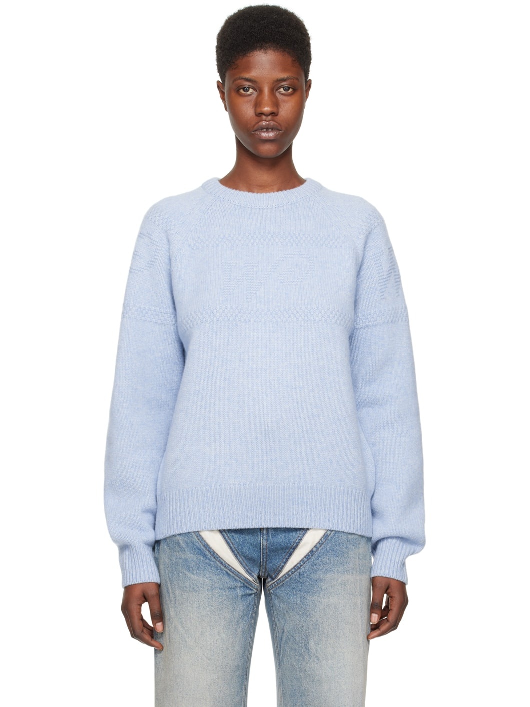 Blue Jacquard Sweater - 1