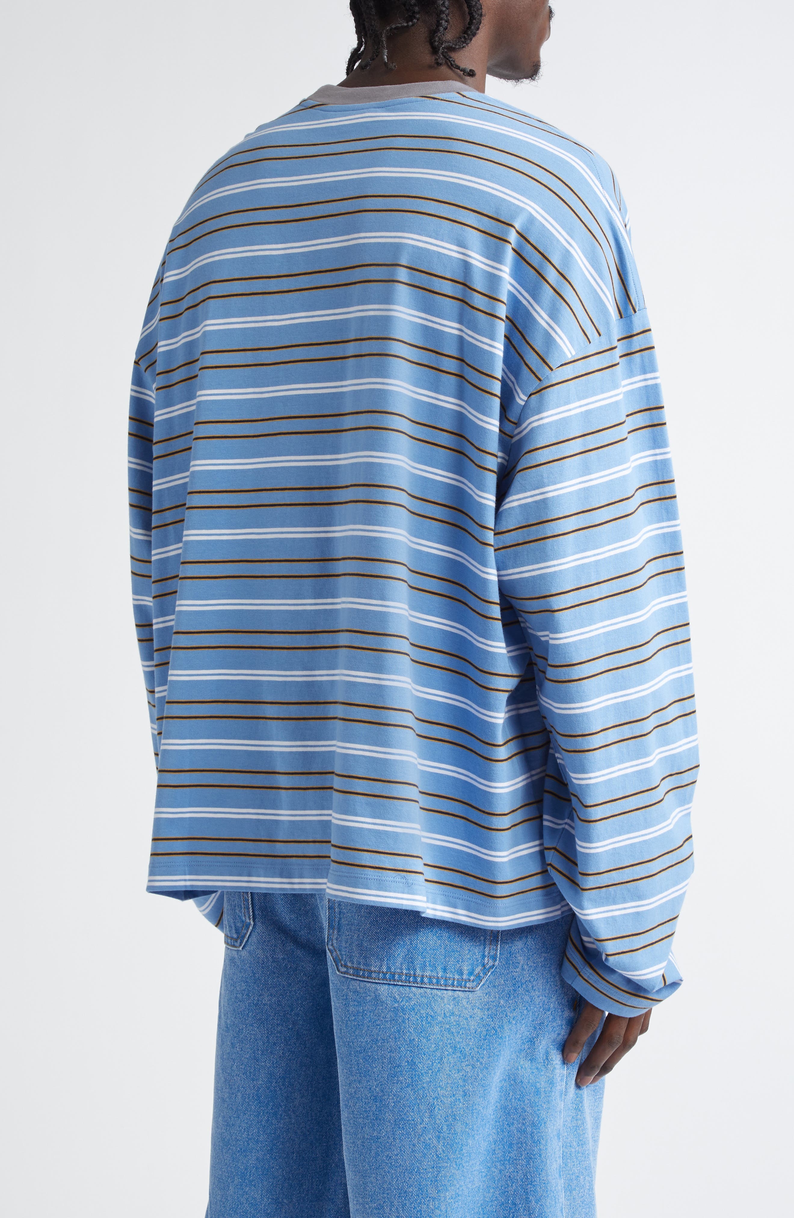 Marni Stripe Long Sleeve Cotton T-Shirt in Blue Lilac at Nordstrom - 2