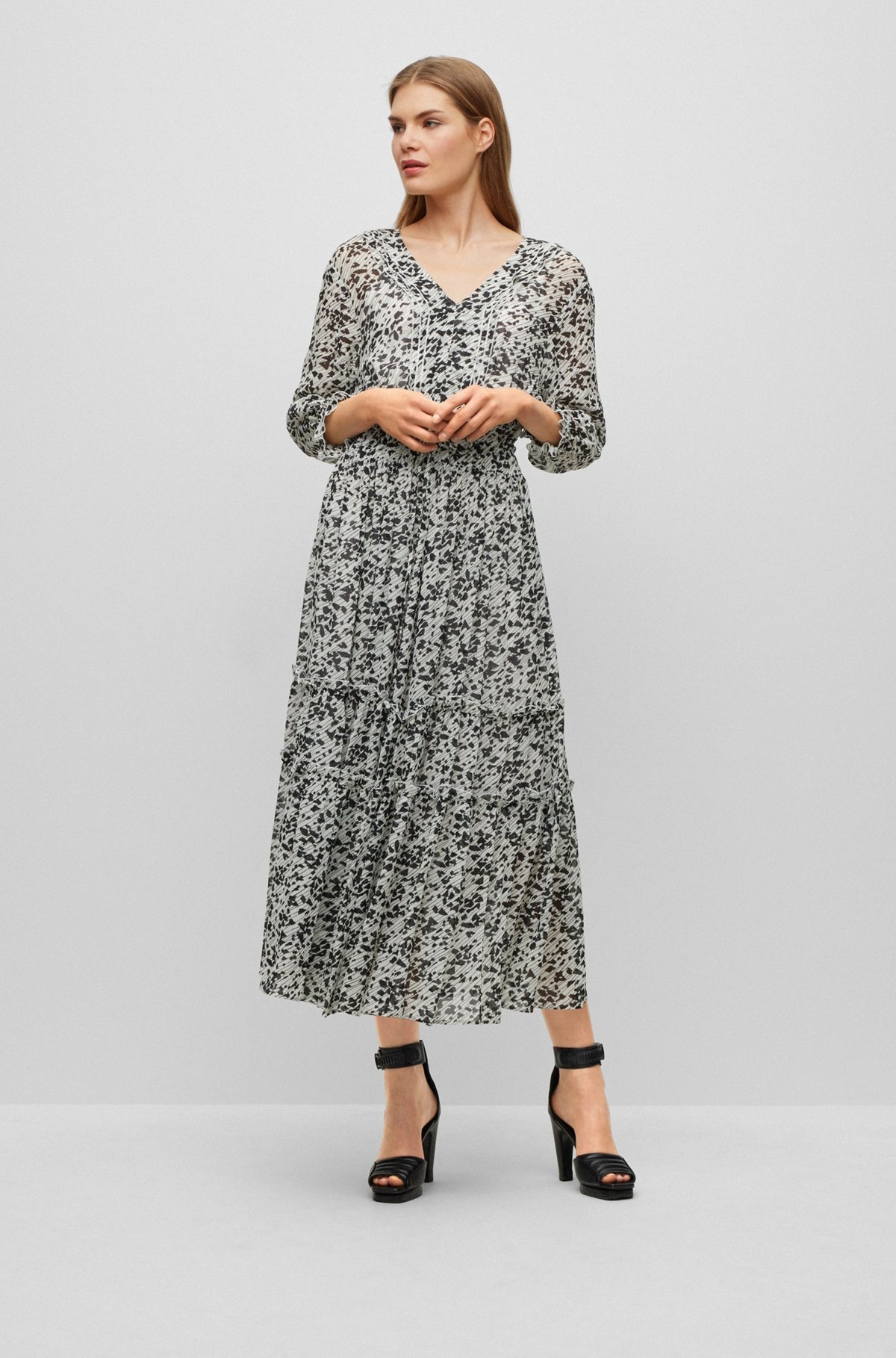 MAXI DRESS WITH SEASONAL PRINT AND V-NECKLINE - 3