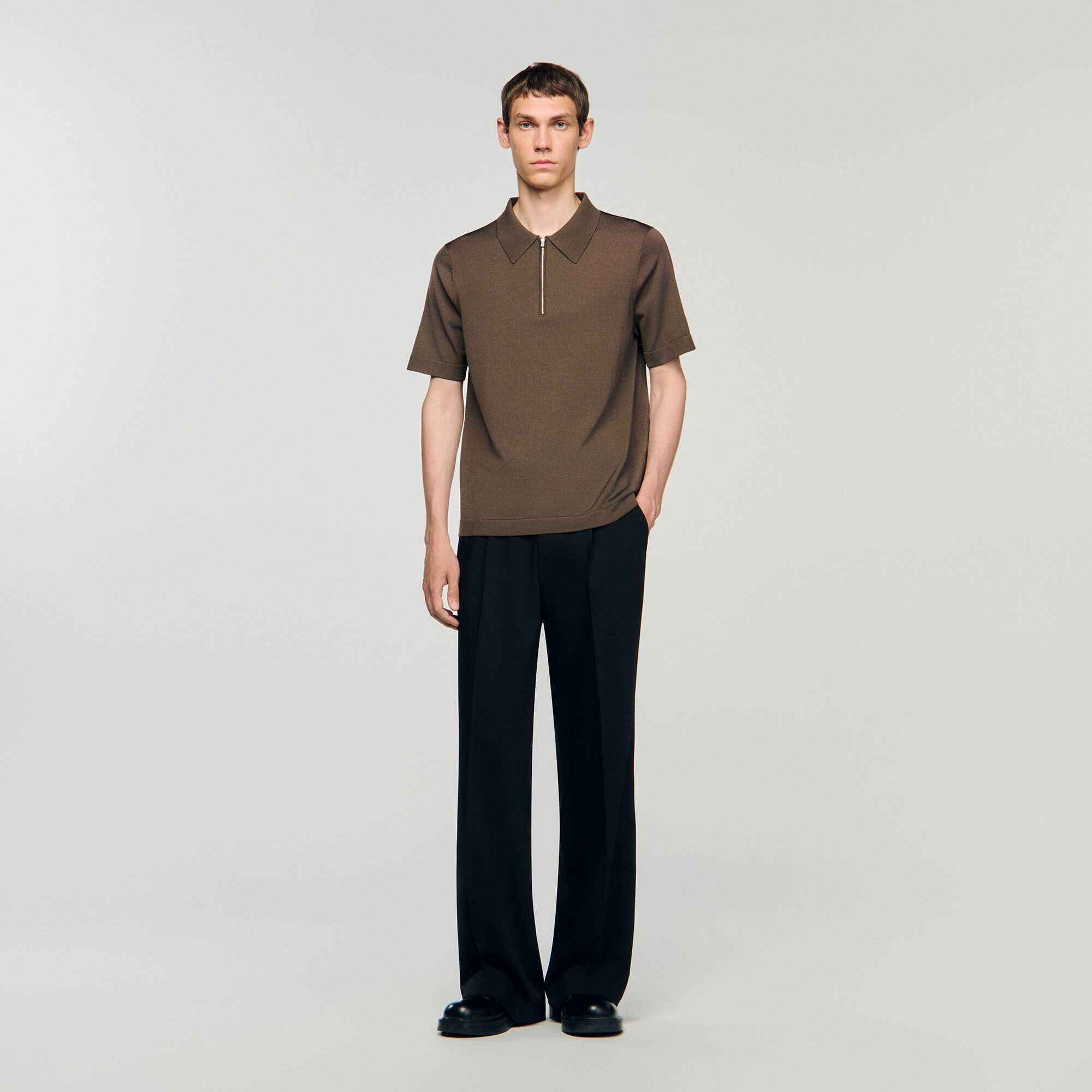KNITTED POLO SHIRT WITH ZIP COLLAR - 2
