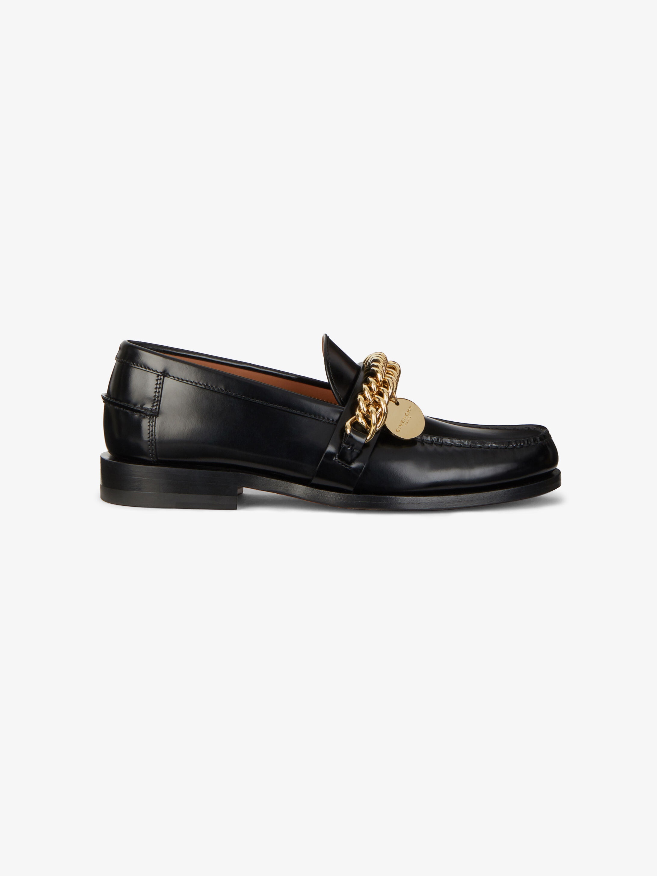 Loafers in leather with chain - 1