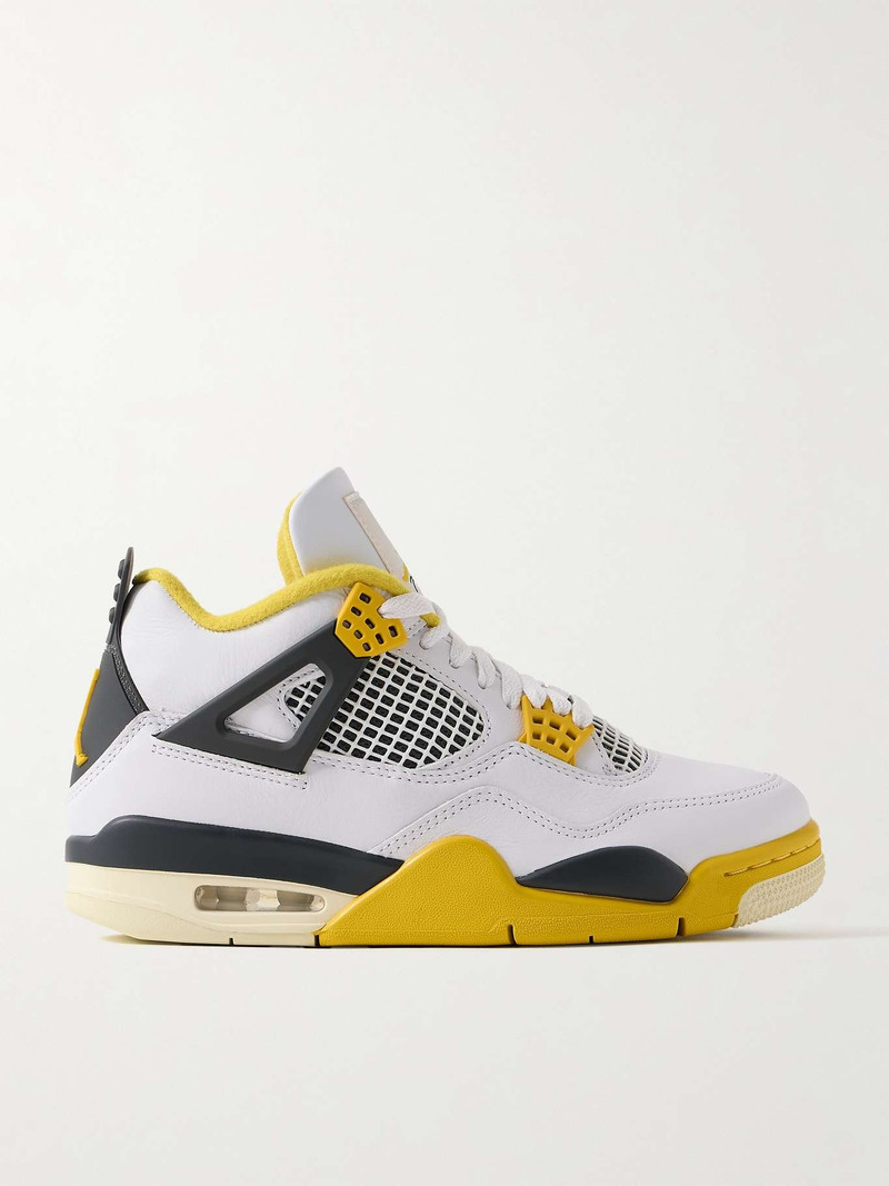 Air Jordan 4 Retro rubber and mesh-trimmed leather high-top sneakers White - 1