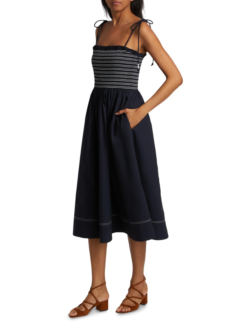 Women's Kaela Cotton Striped Midi-Dress - Navy 4