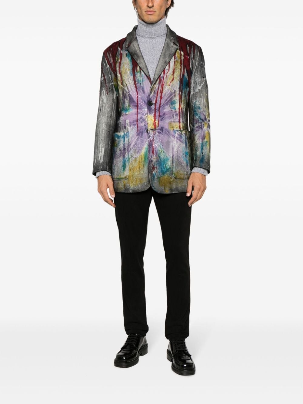 abstract-print single-breasted blazer - 2