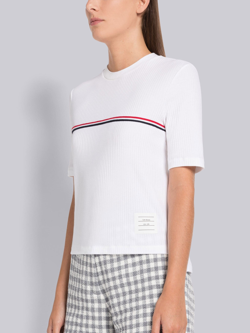 Thom Browne High Twist Rib Stripe Tee outlook